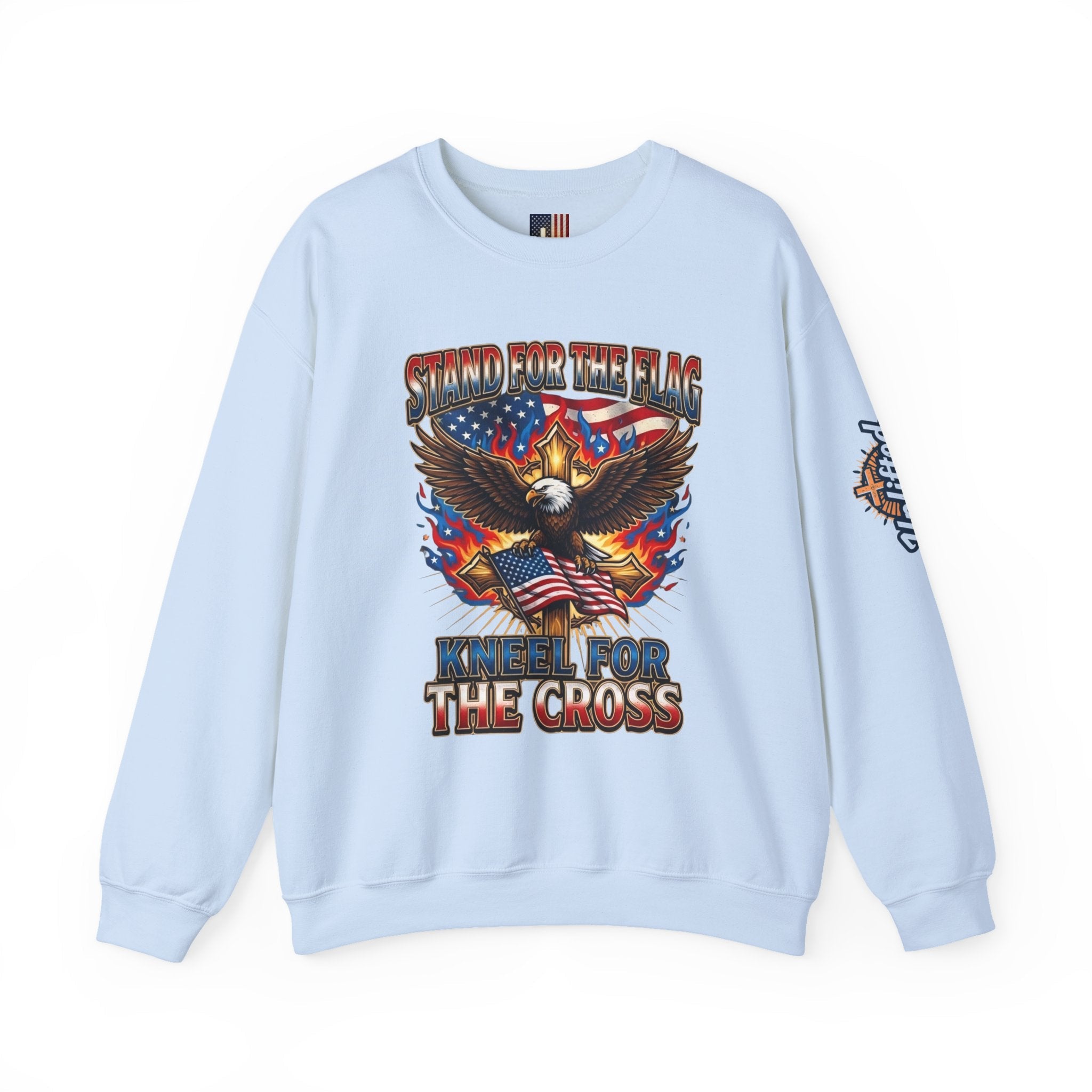 Stand for the Flag Kneel for the Cross Sweatshirt | Patriotic Eagle Sweatshirt Printify