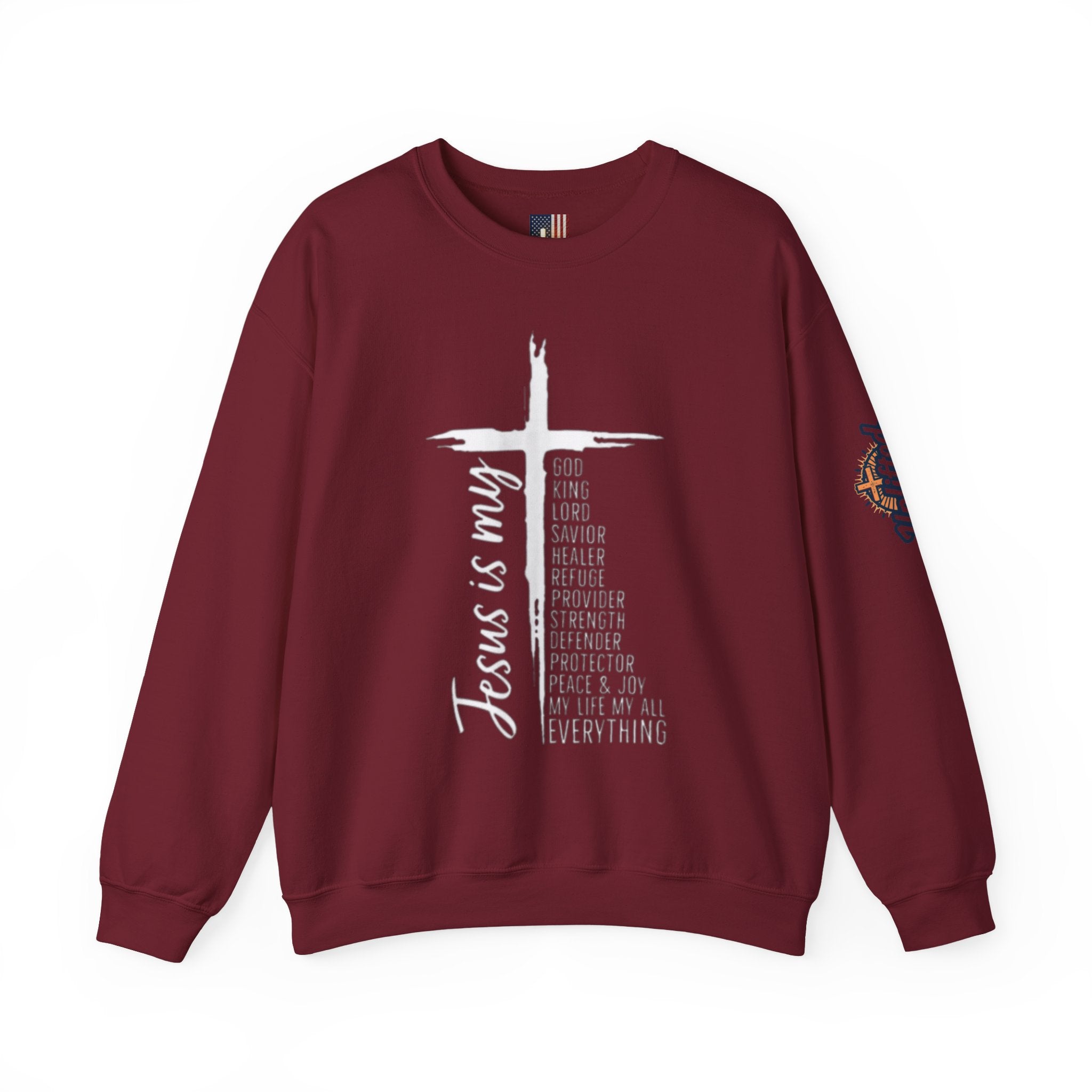 Jesus Is My Everything Sweatshirt – Cross List God King Lord Savior Christian Sweatshirt for Total Surrender Faith Printify