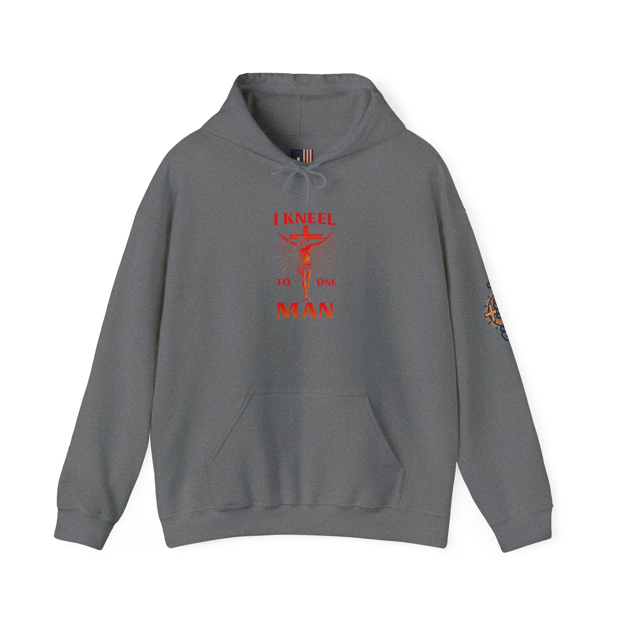 I Kneel to One Man Hoodie – Crucifixion Christian Sweatshirt for Unashamed Devotion & Bold Faith Printify