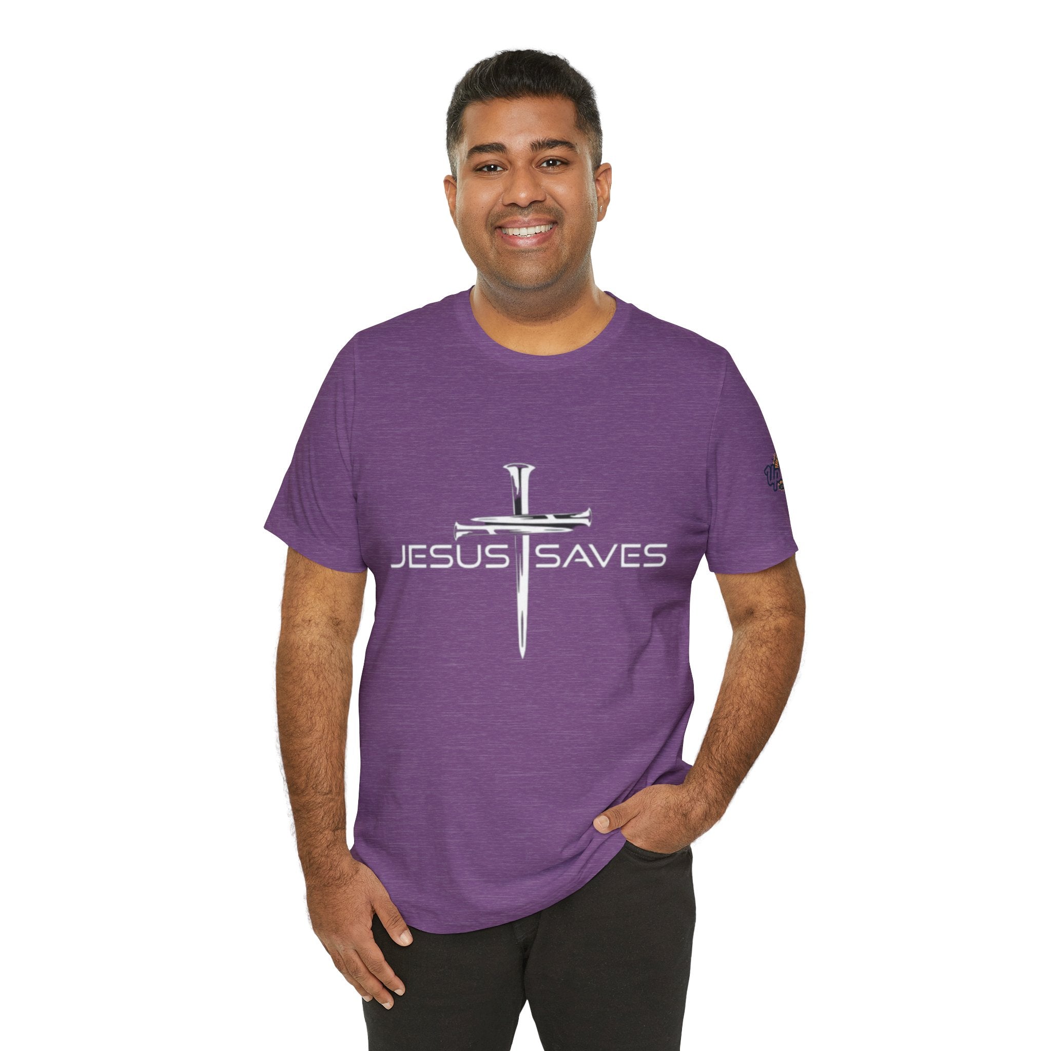 Jesus Saves T-shirt – 3 Nails Crucifix Cross Christian T-shirt for Redemption Faith & Bold Salvation Printify