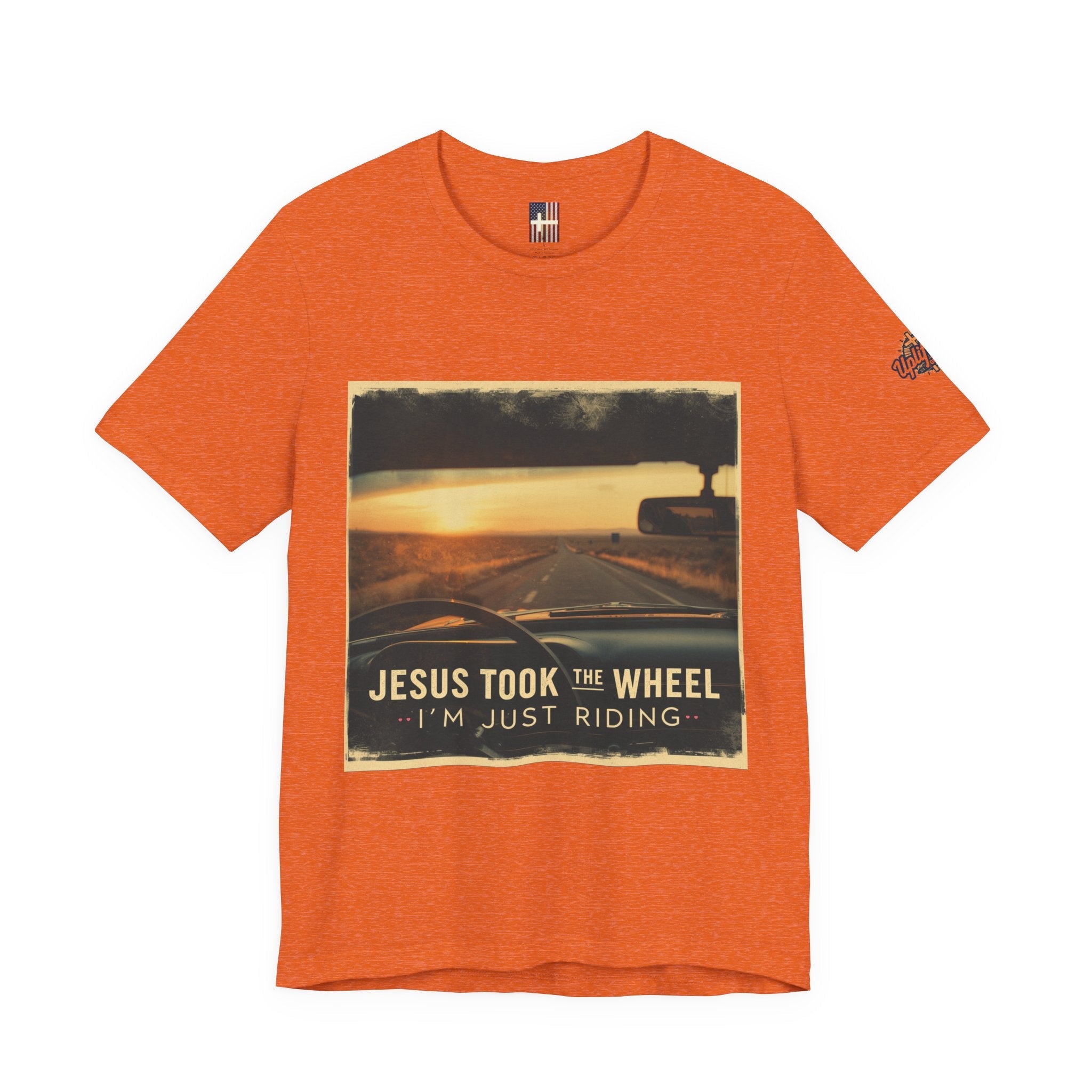 Jesus Took the Wheel I'm Just Riding T-shirt – Funny Christian Convertible Car T-shirt for Surrendered Faith & Humor Printify