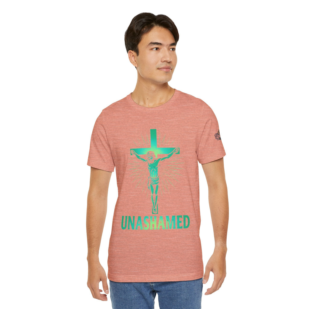 Unashamed T-shirt – Romans 1:16 Crucifixion Christian t-shirt for Bold Unwavering Faith Printify