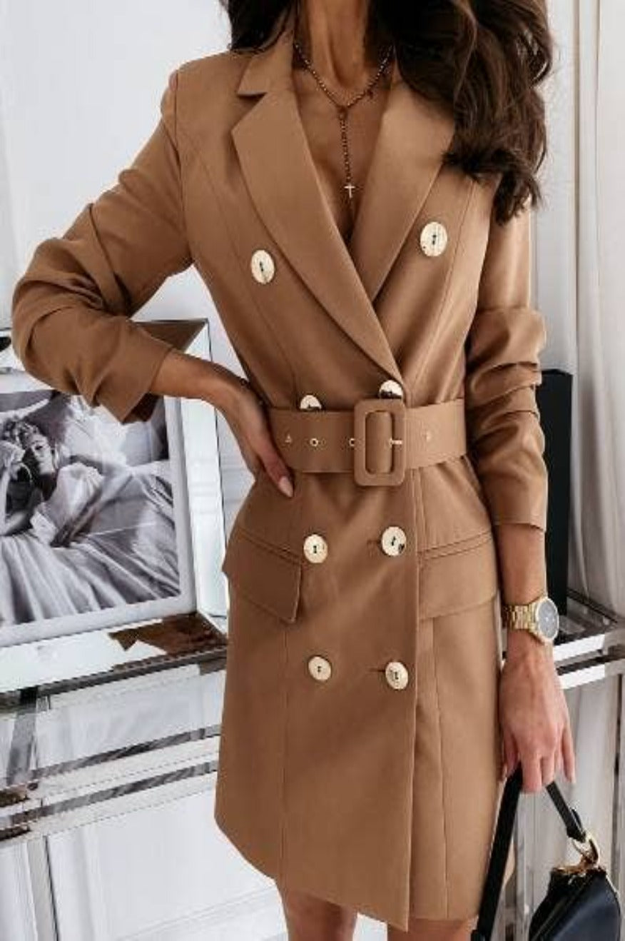Belted Brown Blazer Dress Pretty Little Patriot