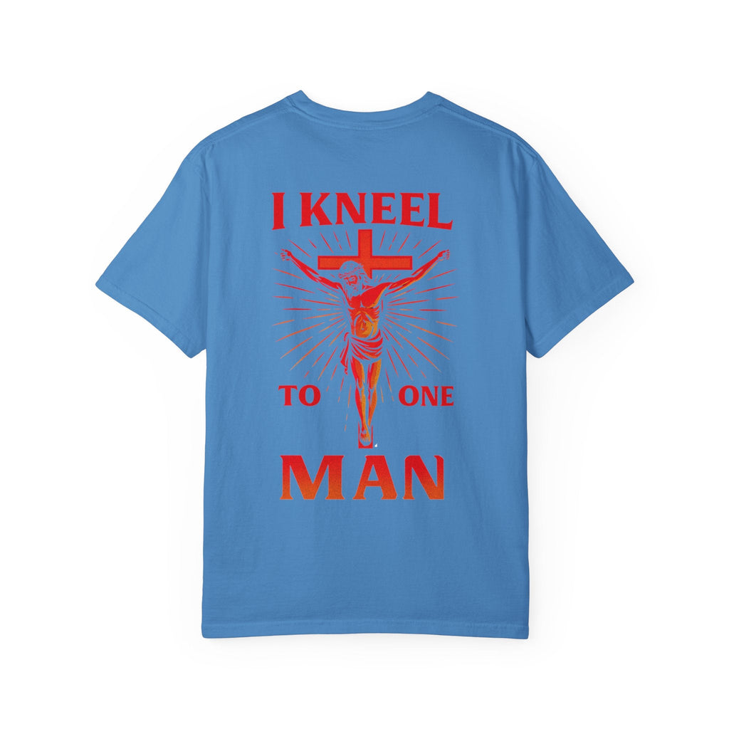I Kneel to One Man T-shirt – Crucifixion Christian T-shirt for Unashamed Devotion & Bold Faith Printify
