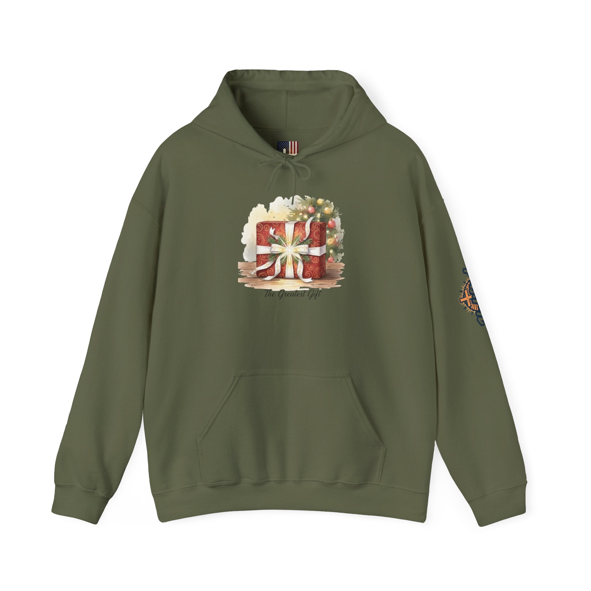 The Greatest Gift Hoodie – Cross Bow Present Christian Hoodie for Christmas Salvation & Eternal Faith Printify