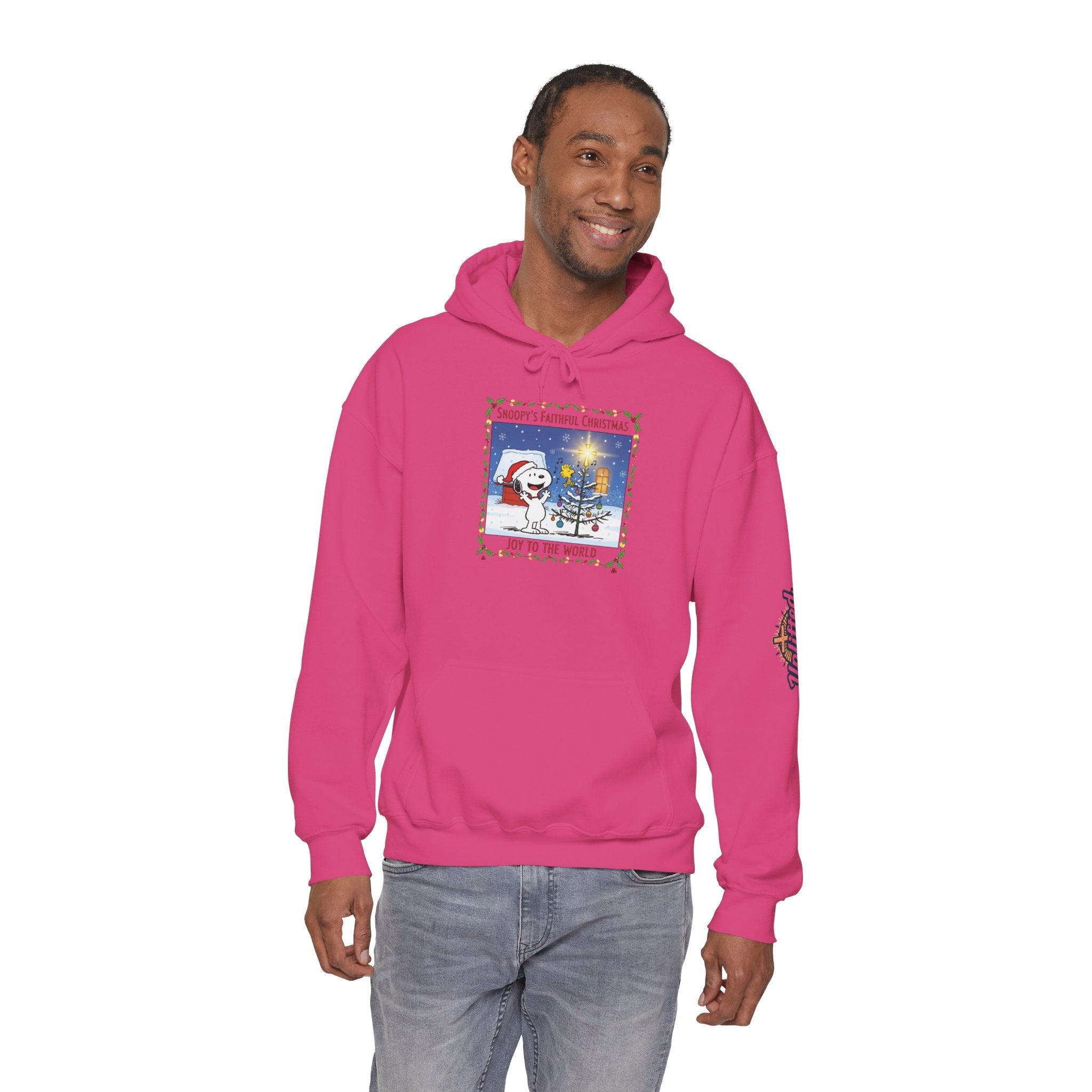 🎄 Faithful Christmas Friends – Christian Holiday Hoodie | Festive Tree & Cartoon Duo | Heartwarming Christmas Tee by Uplifted Gear Printify