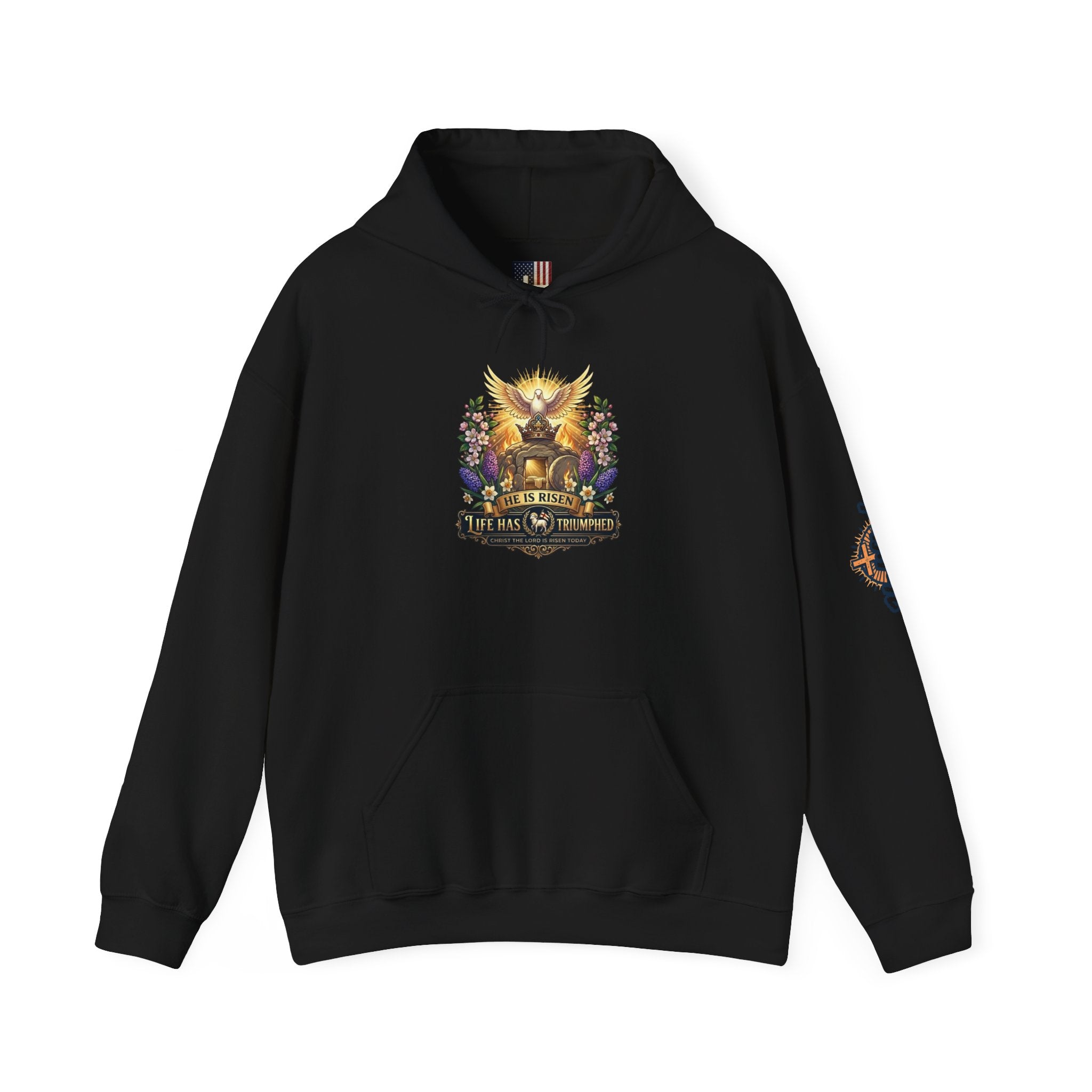 He Is Risen "Life Has Triumphed" Hoodie — Easter Resurrection Christian Hoodie Printify