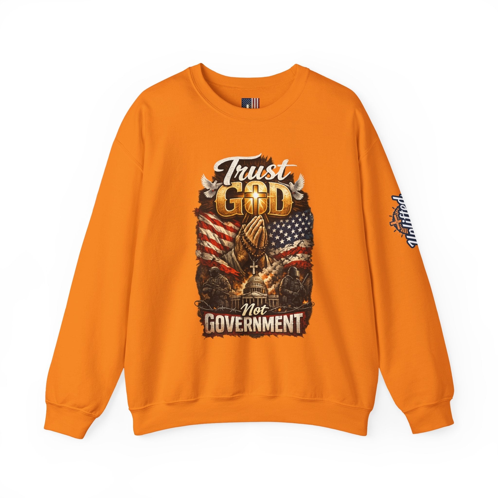 Trust God Not Government Sweatshirt — Vintage Patriotic Christian Sweatshirt Printify