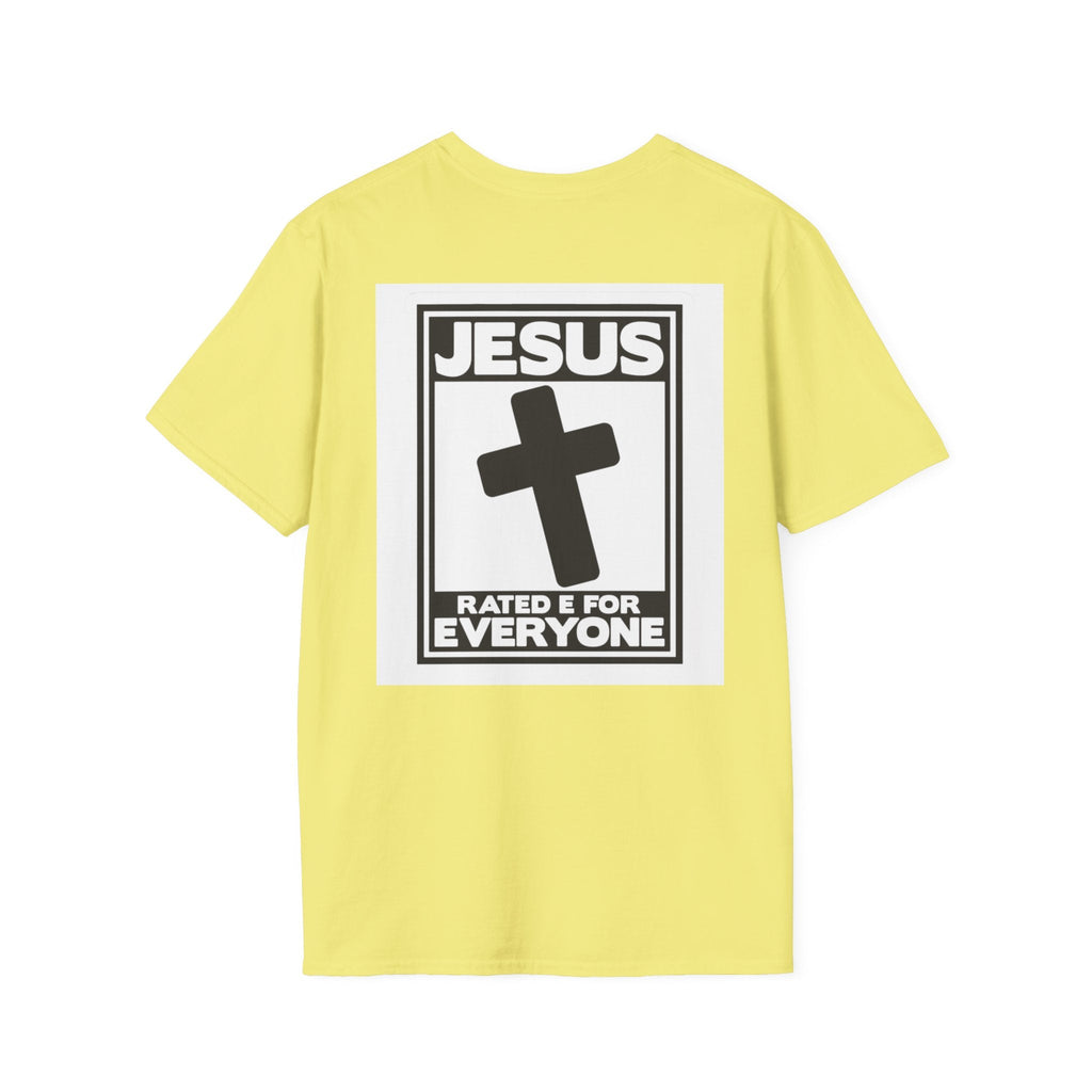 Jesus, Rated E for Everyone T-shirt - Gamer Faith T-shirt - Christian Video Game Parody Printify