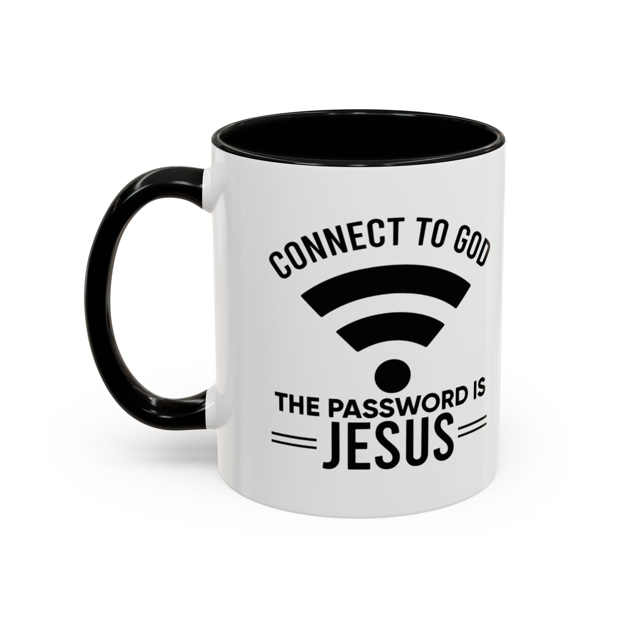 Connect to God Coffee Mug — "WIFI Password is Jesus" Funny Christian Faith Mug Printify