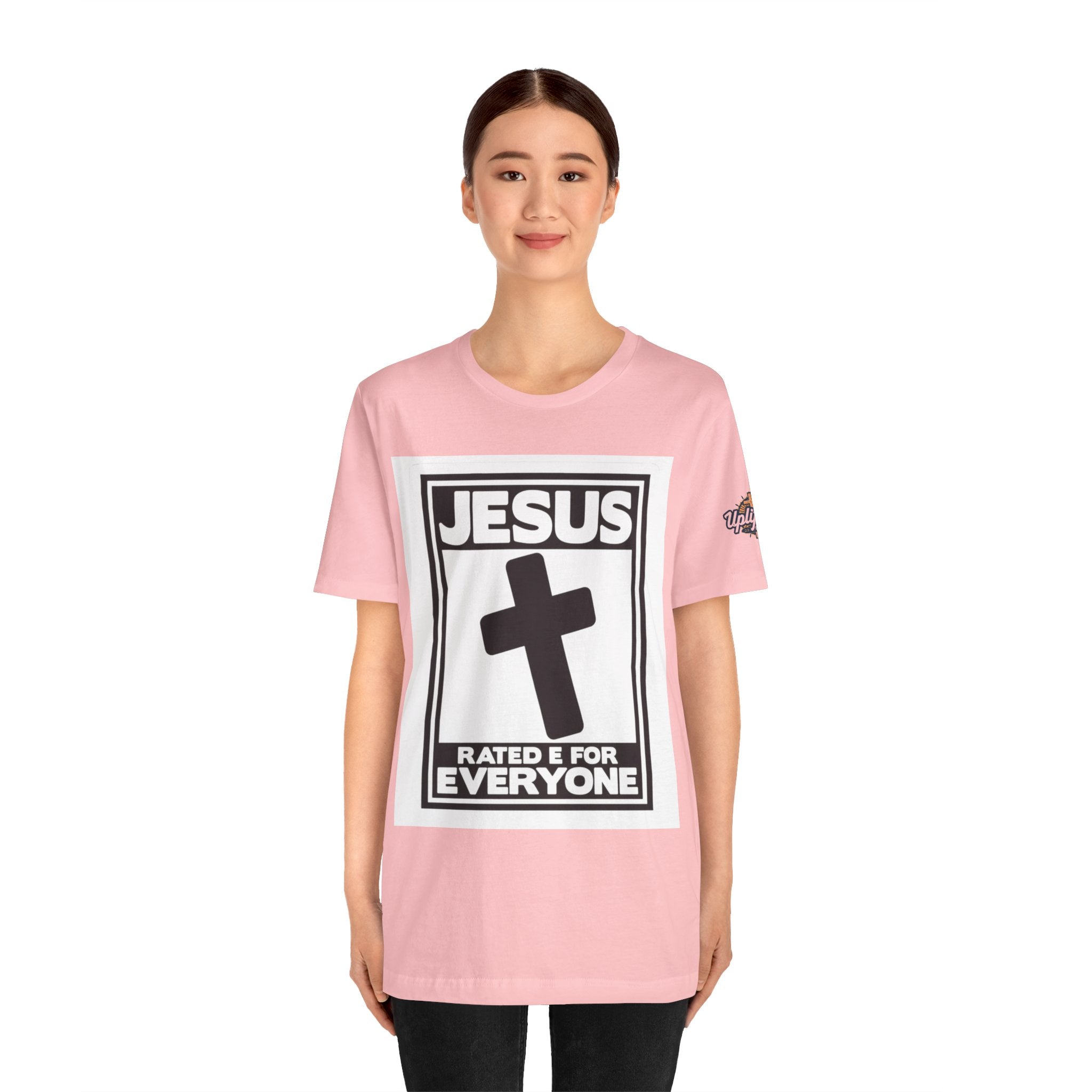 Jesus, Rated E for Everyone T-shirt - Gamer Faith T-shirt - Christian Video Game Parody Printify
