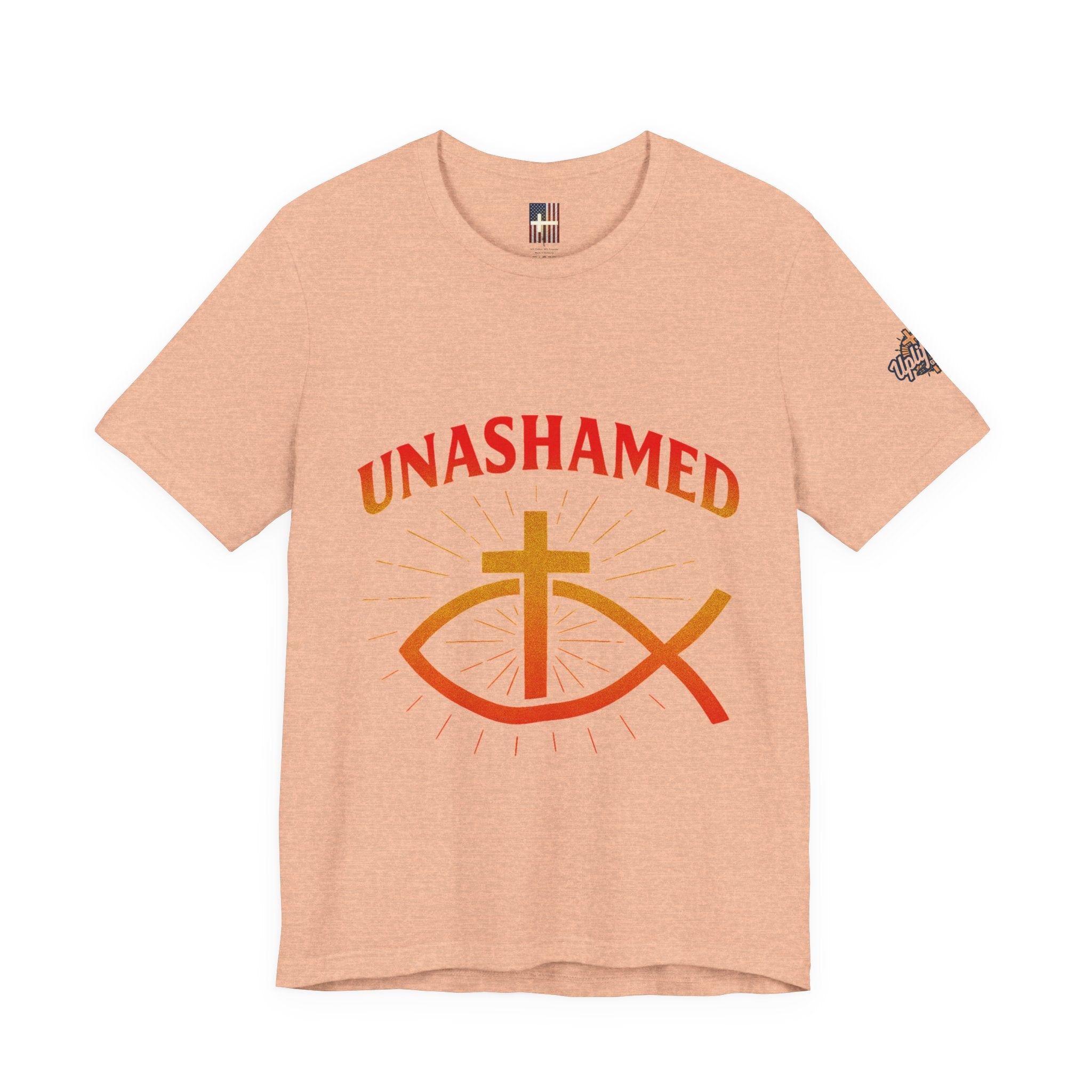 Unashamed T-shirt – Ichthys Jesus Fish & Cross Christian T-shirt for Romans 1:16 Bold Faith Printify