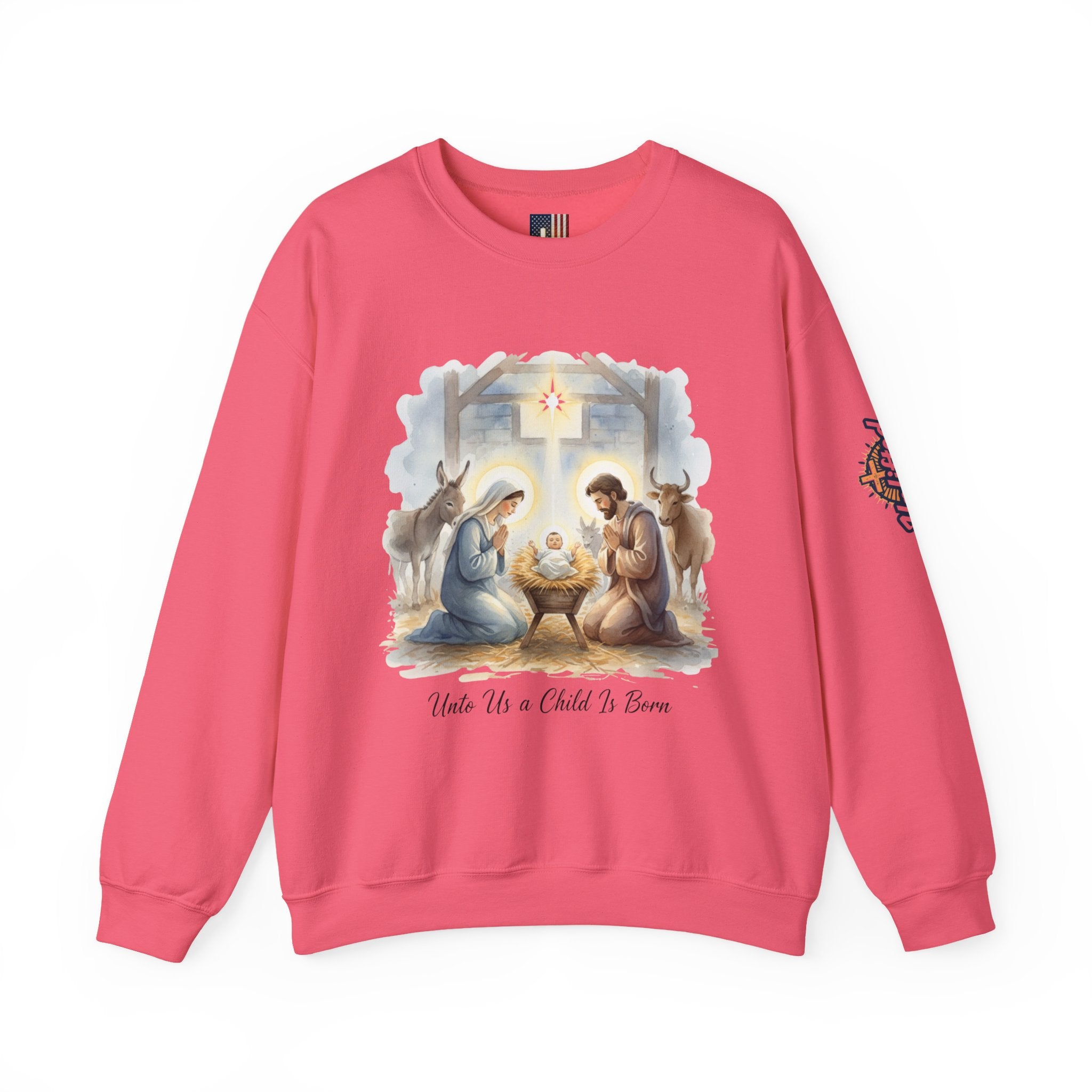 Unto Us a Child is Born Sweatshirt – Isaiah 9:6 Nativity Manger Scene Christian Christmas Sweatshirt for Holy Night Faith Printify