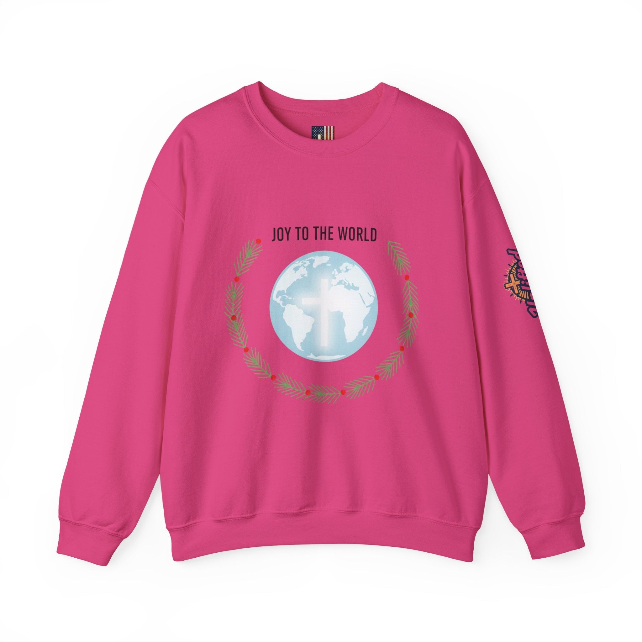 Joy to the World Sweatshirt – Wreath Earth Nativity Christian Christmas Sweatshirt for Isaiah 9:6 Holiday Faith & Festive Joy Printify