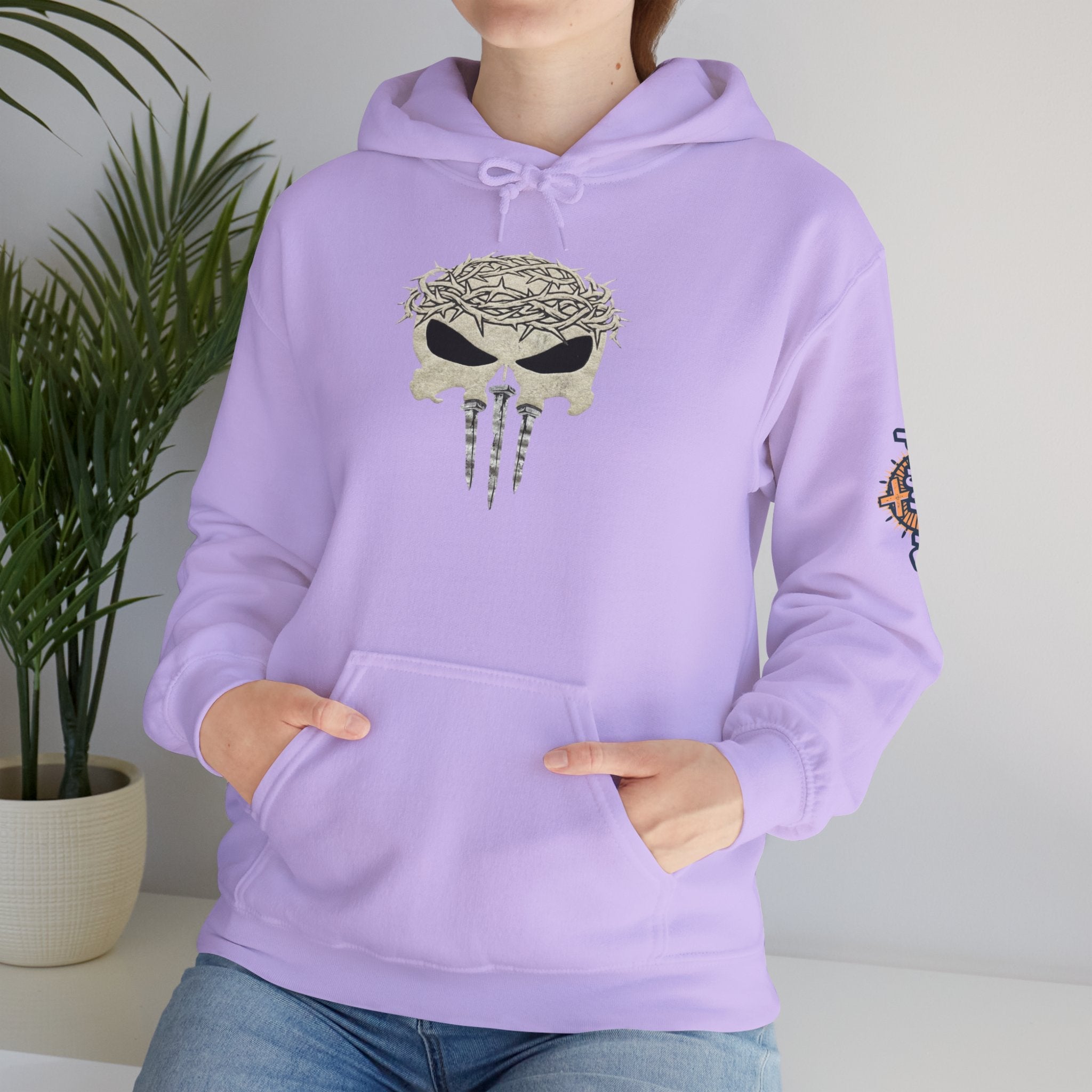Christian Skull Hoodie - Crown of Thorns & Nails - Warrior Faith Hoodie Printify
