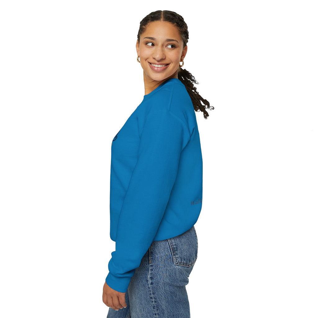Walk by Faith Sweatshirt – Cross & Footprints Christian Sweatshirt for Cozy Inspiration Printify