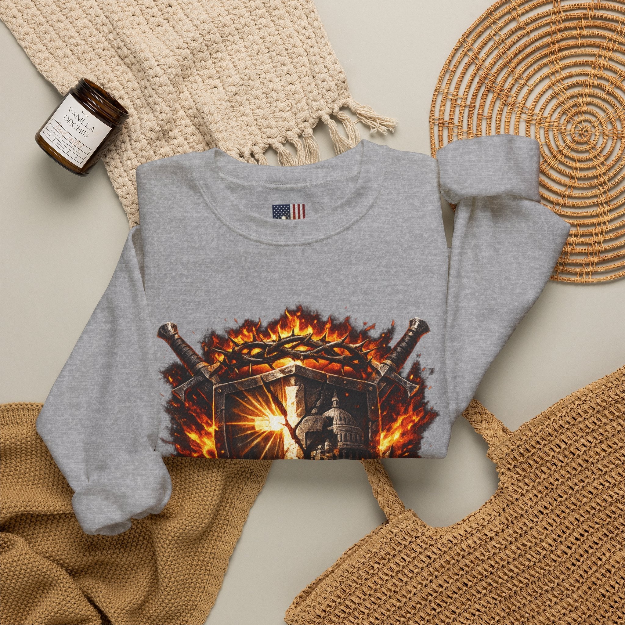Trust God Not Government Shield Sweatshirt — Patriotic Christian Faith Sweatshirt Printify