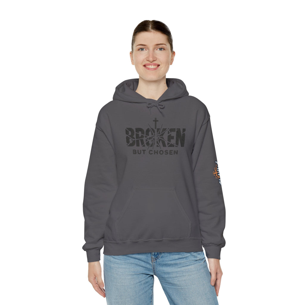 Broken But Chosen Hoodie — Christian Faith Graphic Sweatshirt Printify
