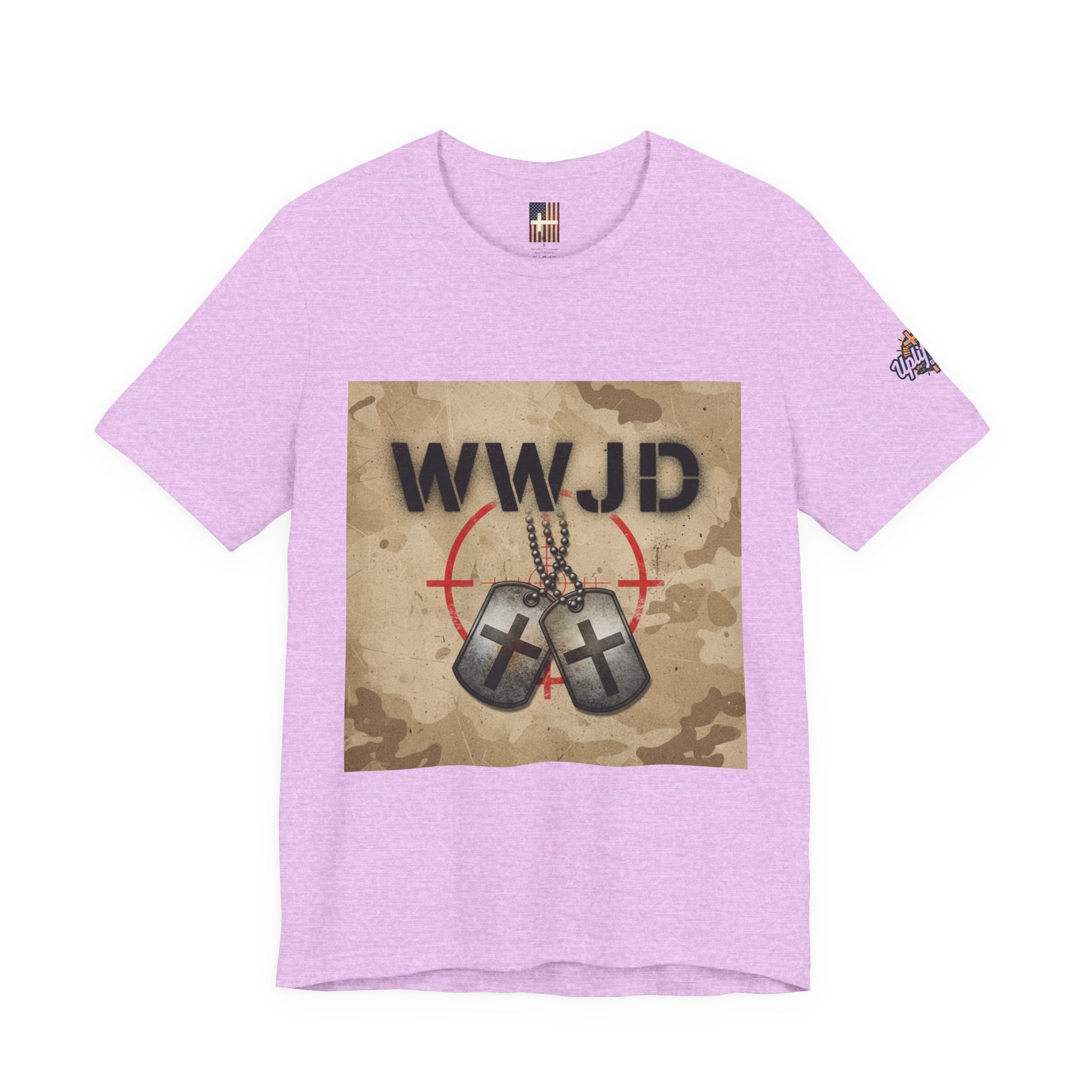 WWJD T-shirt – Military Dog Tags What Would Jesus Do Camo Christian T-shirt for Bold Faith & Streetwear Printify