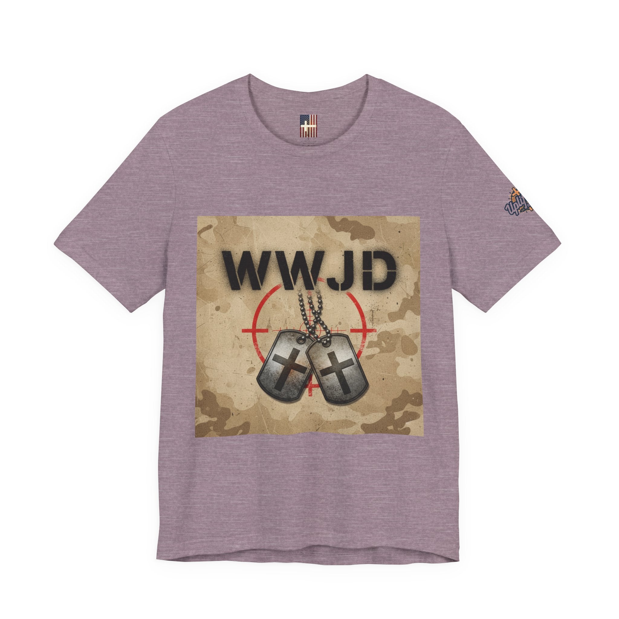 WWJD T-shirt – Military Dog Tags What Would Jesus Do Camo Christian T-shirt for Bold Faith & Streetwear Printify