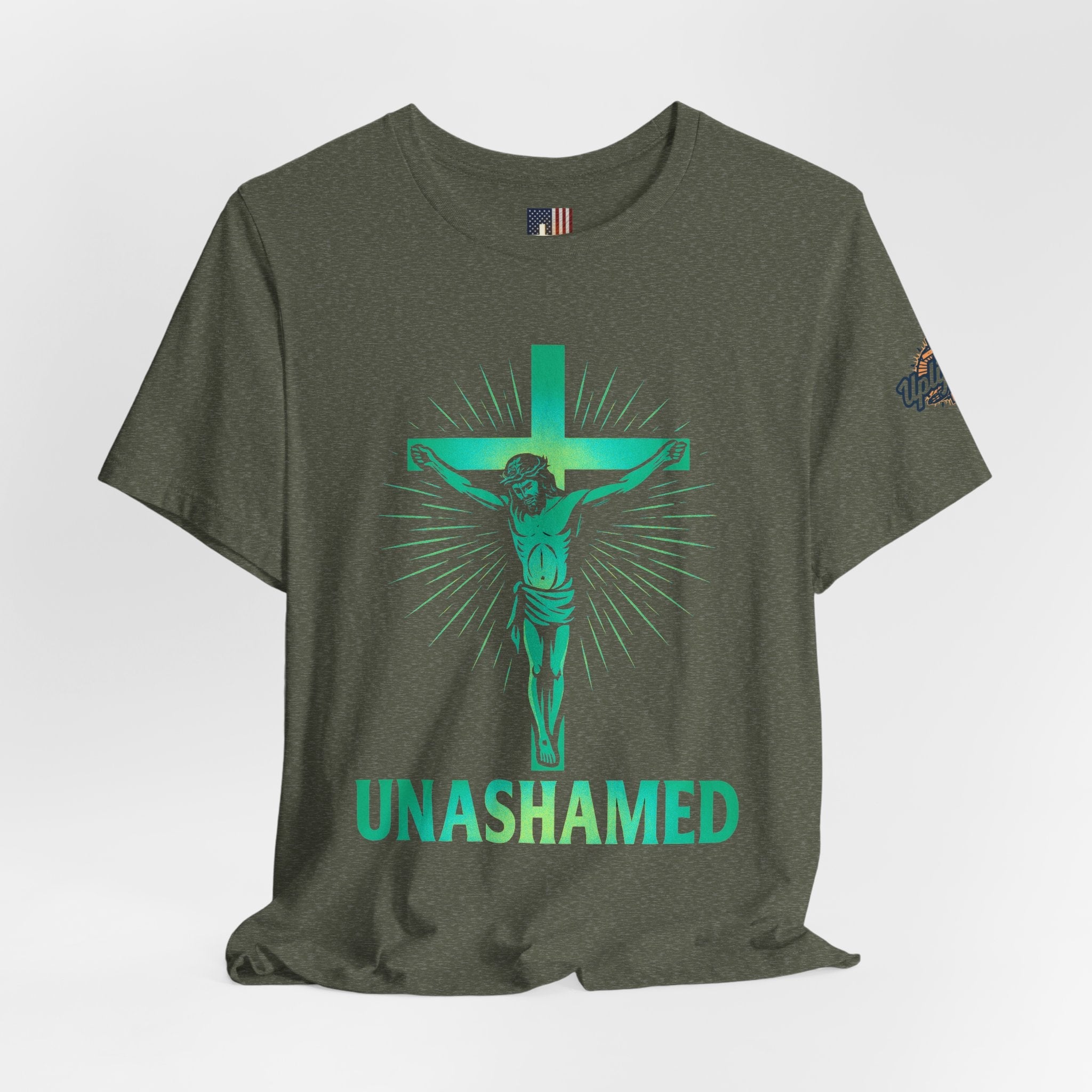 Unashamed T-shirt – Romans 1:16 Crucifixion Christian t-shirt for Bold Unwavering Faith Printify