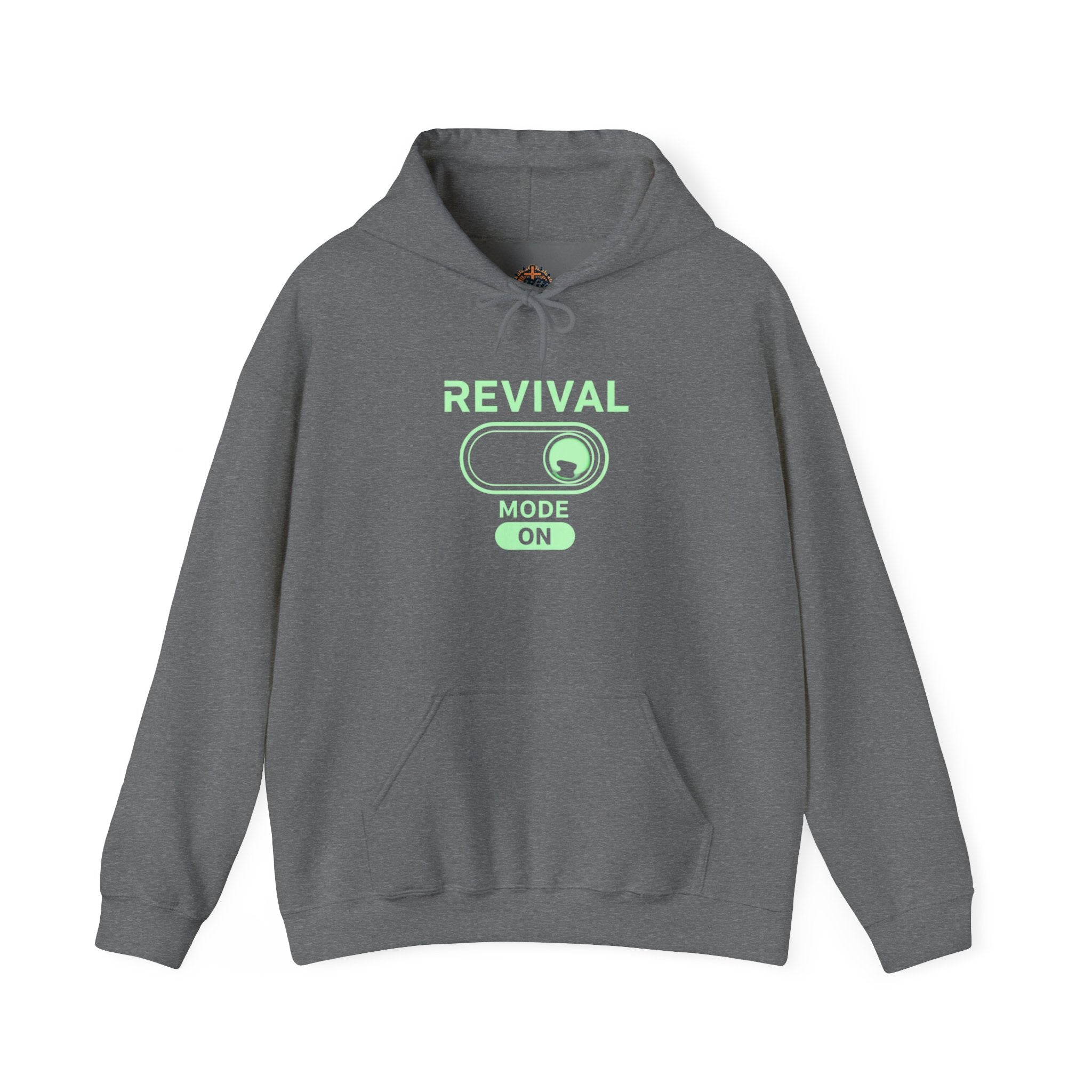 🔥 Revival Mode: ON – Christian Techwear Hoodie | Glowing Green Faith Switch | Futuristic Jesus Shirt | Activate Your Spiritual Awakening | Uplifted Gear Printify