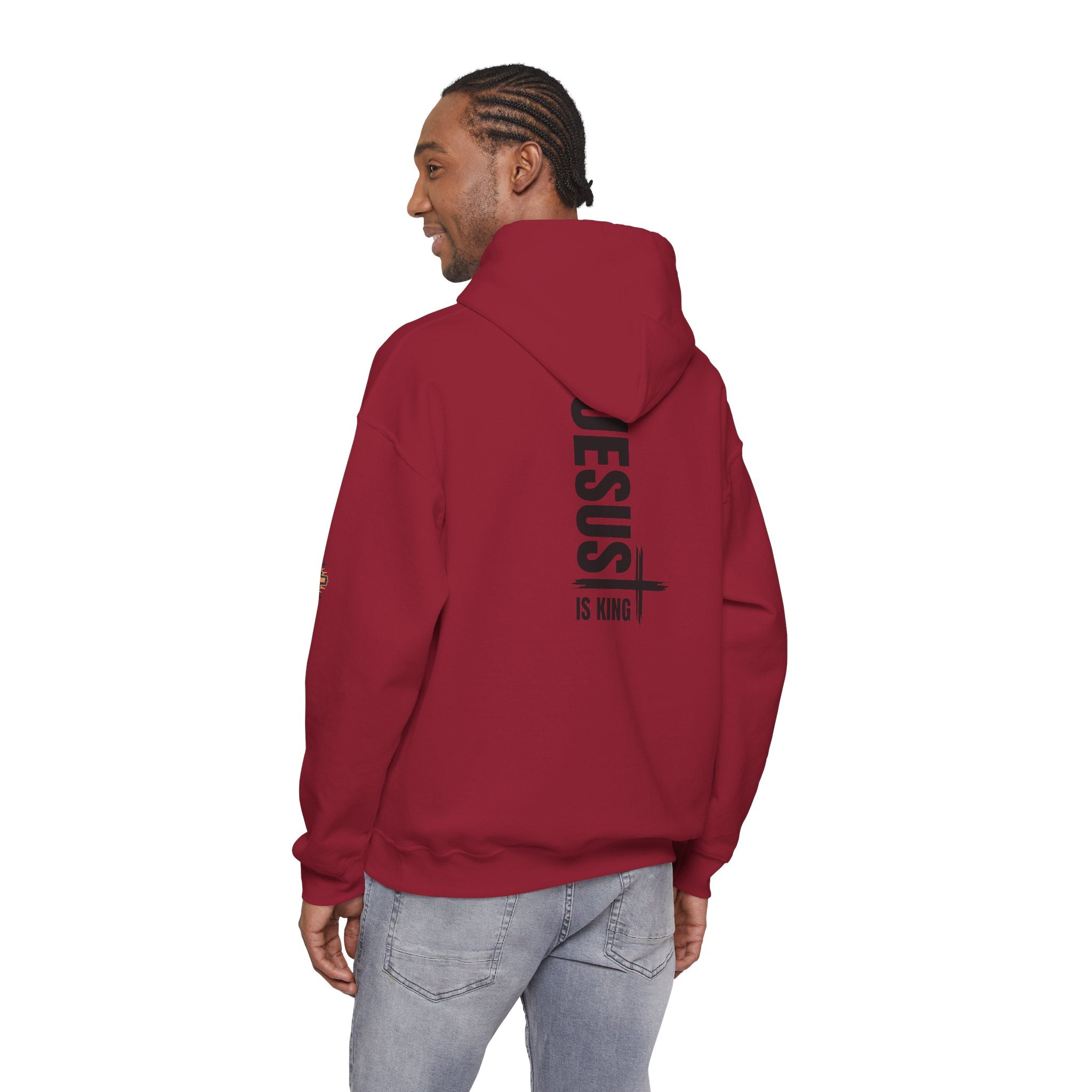 Jesus Is King Hoodie | Modern Typographic Cross Christian Hoodie Printify