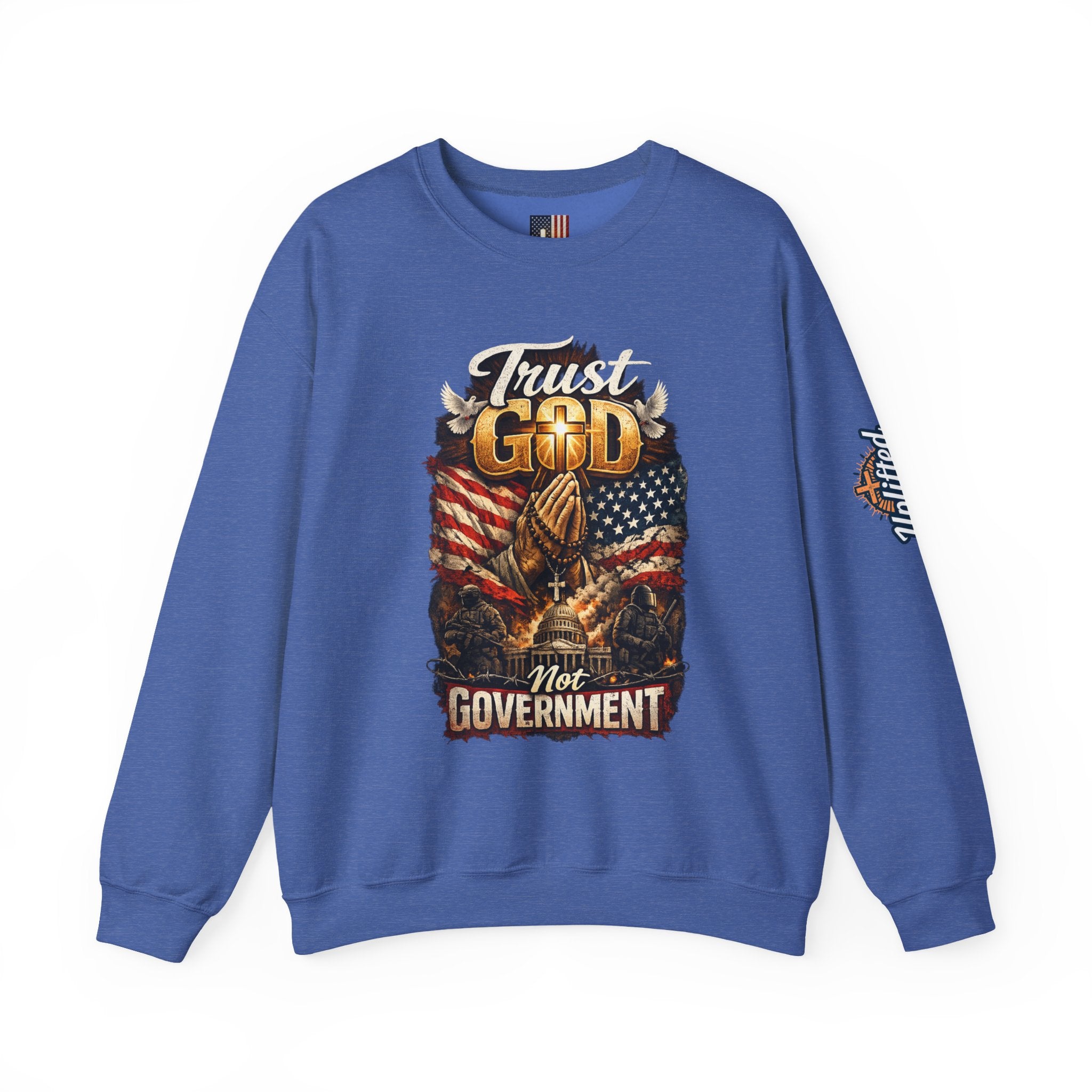 Trust God Not Government Sweatshirt — Vintage Patriotic Christian Sweatshirt Printify