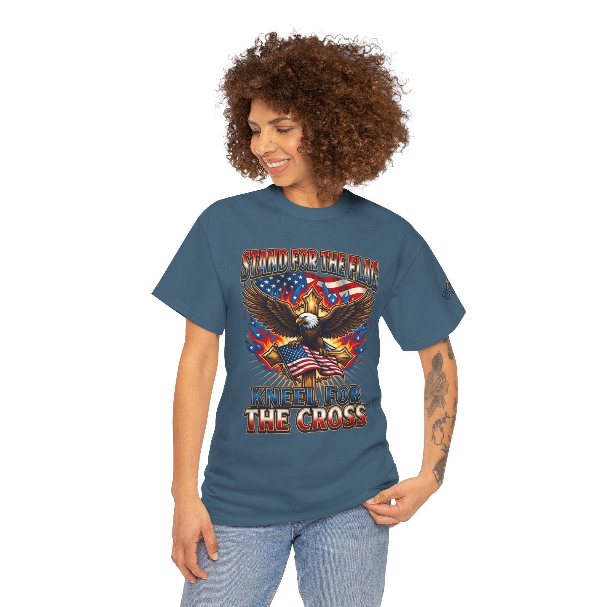 Stand for the Flag Kneel for the Cross T-shirt | Patriotic Eagle T-shirt Printify