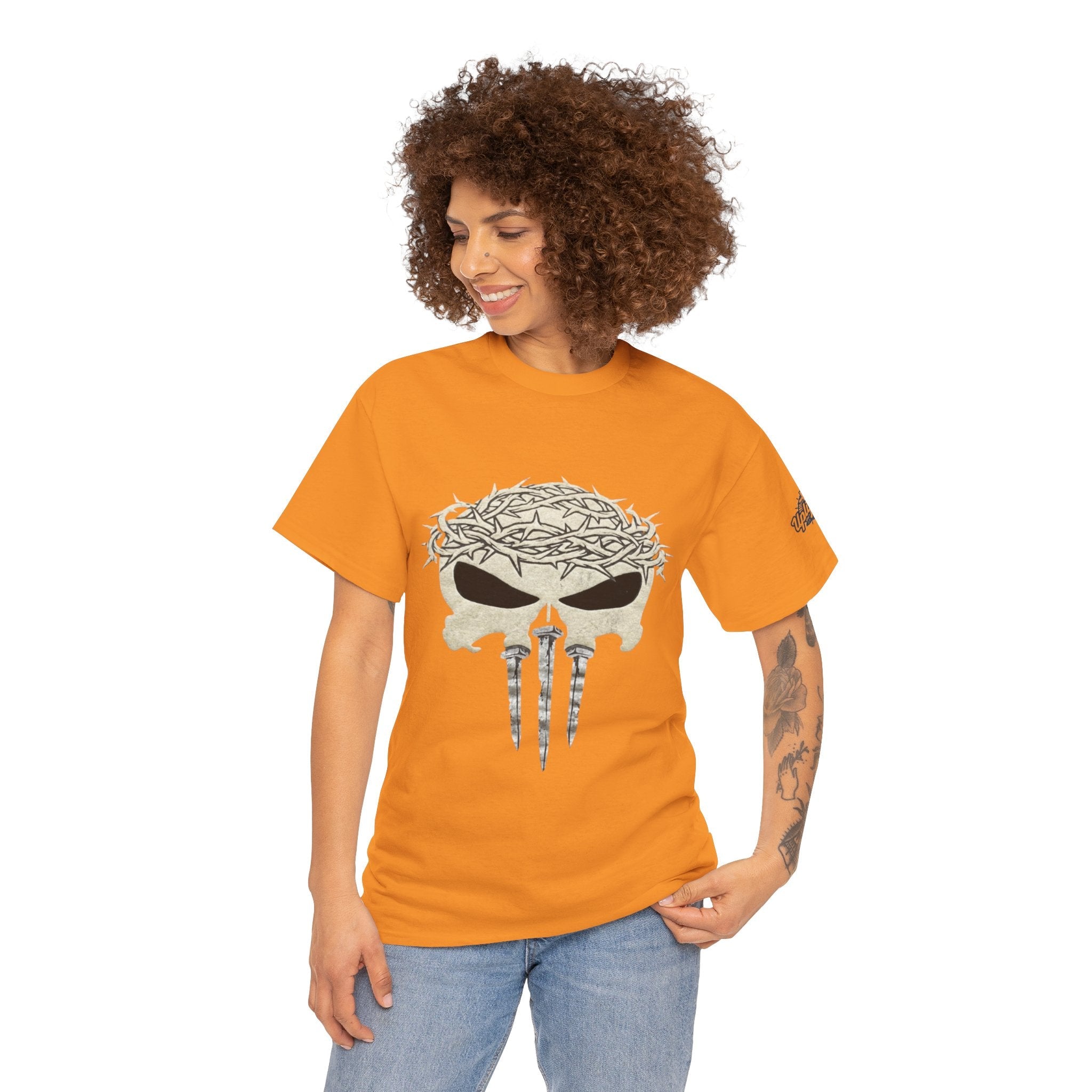Christian Skull T-shirt - Crown of Thorns & Nails - Warrior Faith T-shirt Printify