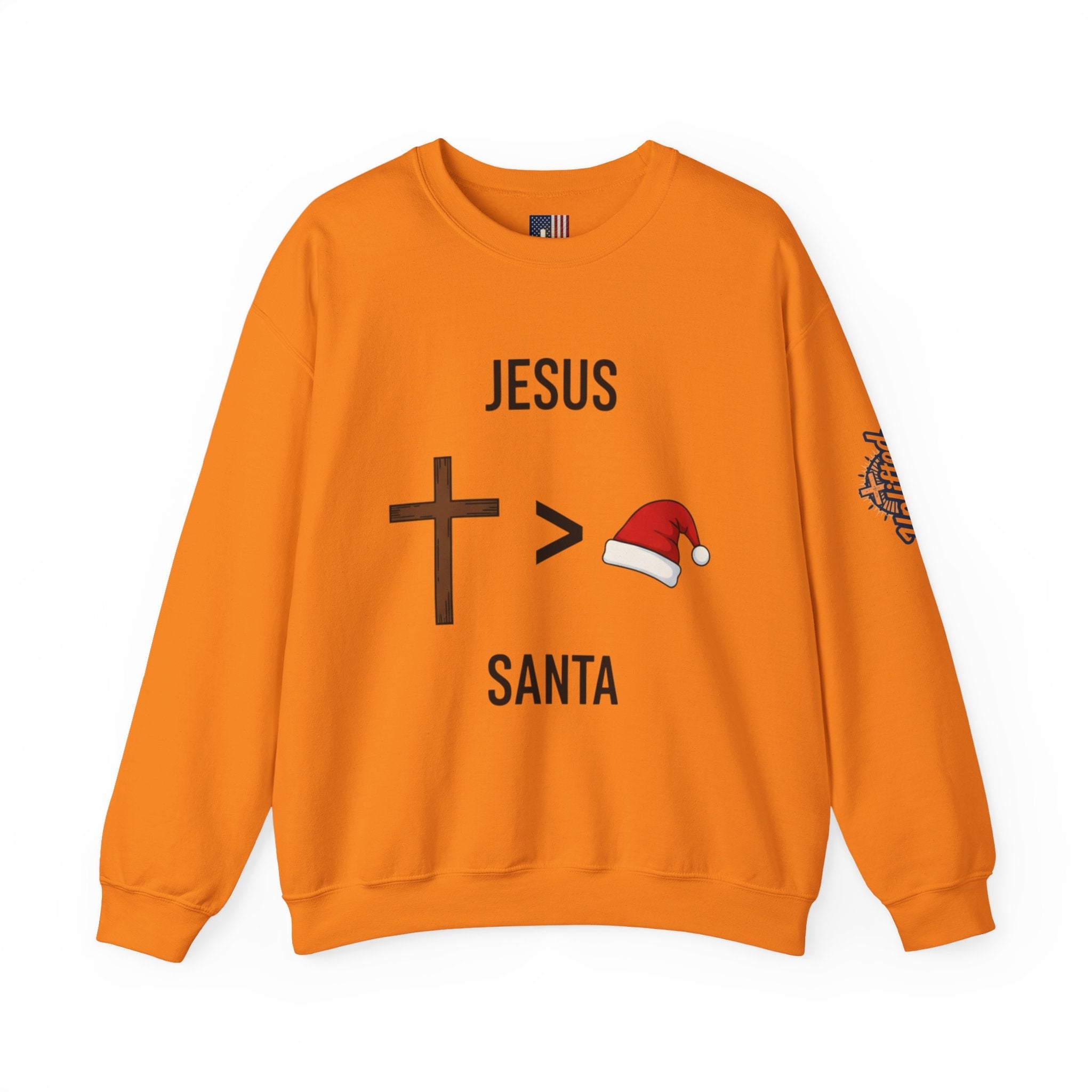 🎄 Jesus > Santa – Minimalist Christian Christmas Sweatshirt | Bold Faith Over Holiday Tee | Cross vs Santa Hat Design | Uplifted Gear Printify