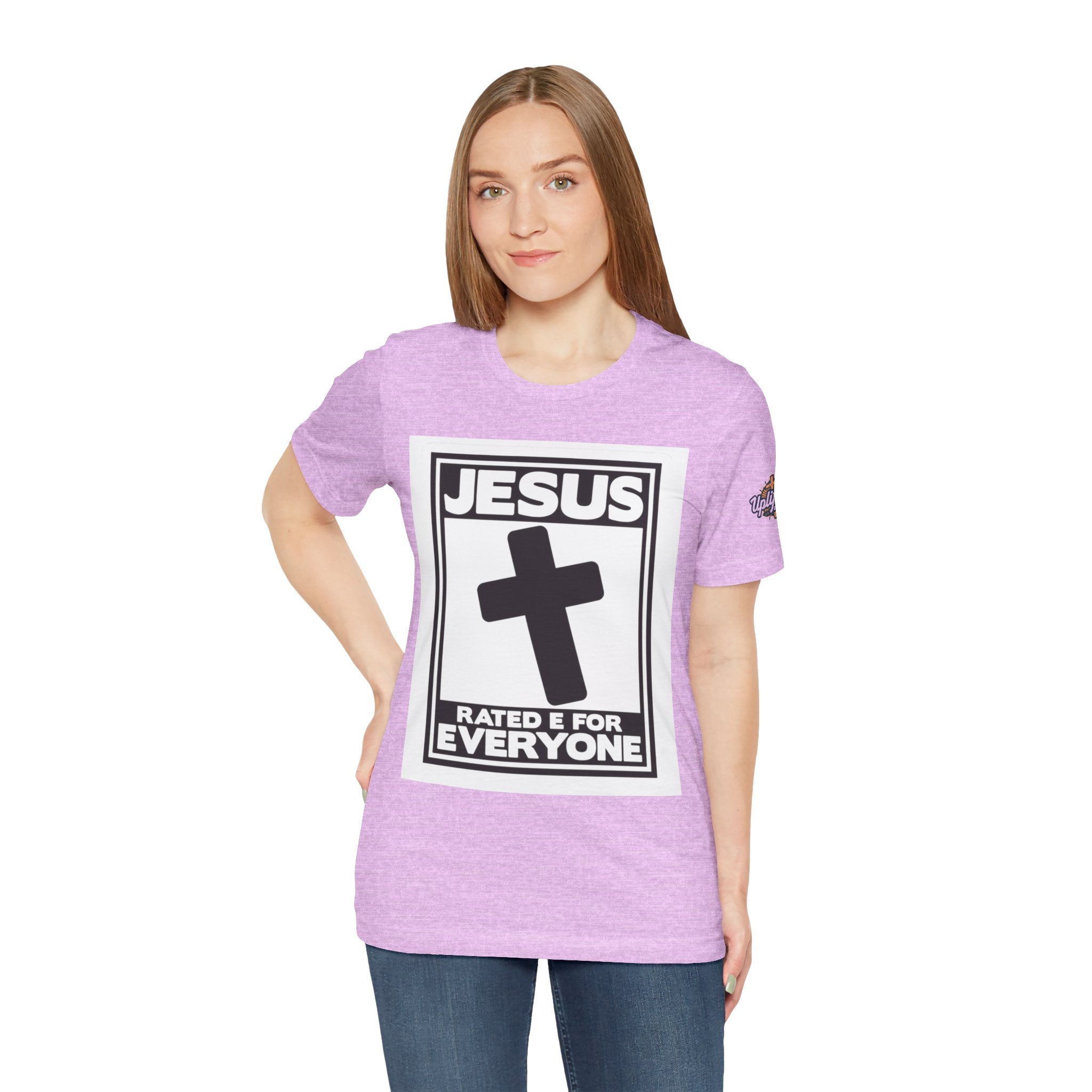 Jesus, Rated E for Everyone T-shirt - Gamer Faith T-shirt - Christian Video Game Parody Printify