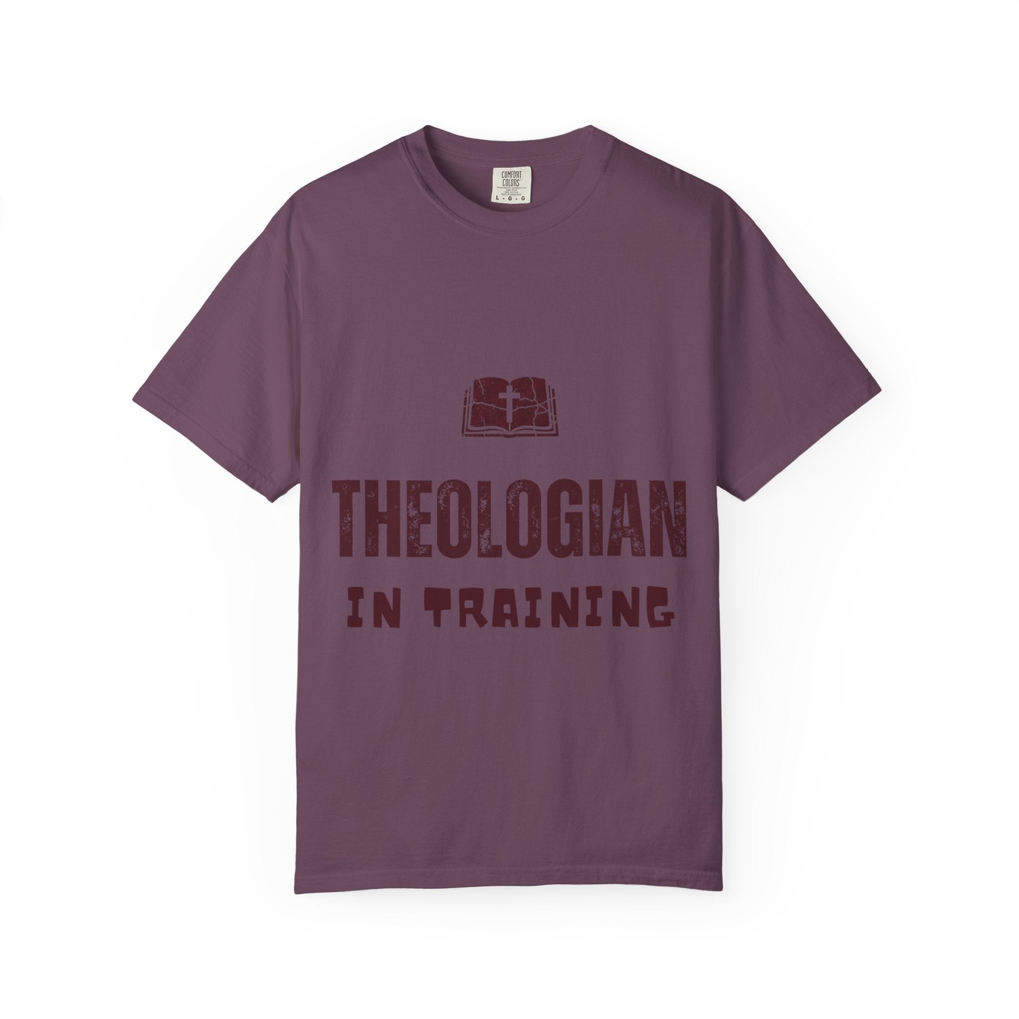 Theologian in Training T-Shirt – Open Bible & Cross Christian Tee for Faithful Learners Printify