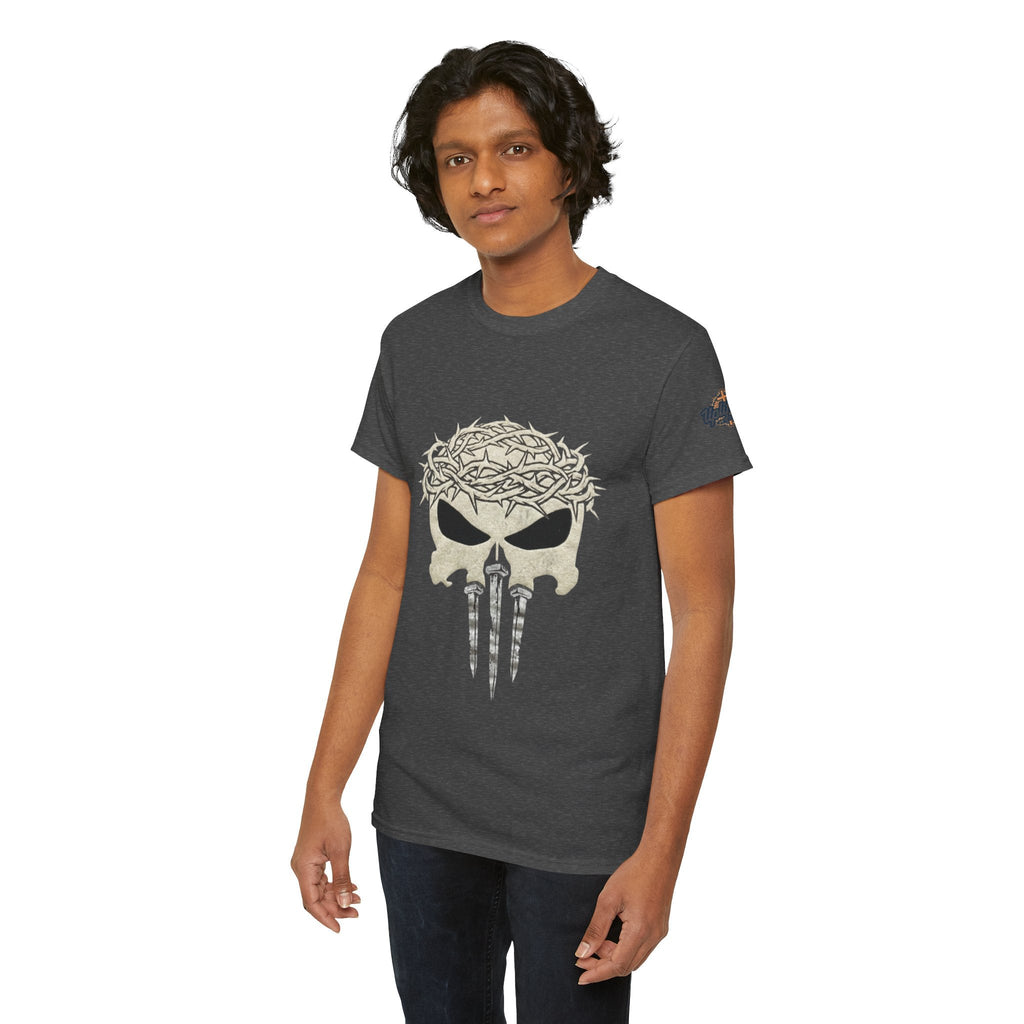 Christian Skull T-shirt - Crown of Thorns & Nails - Warrior Faith T-shirt Printify