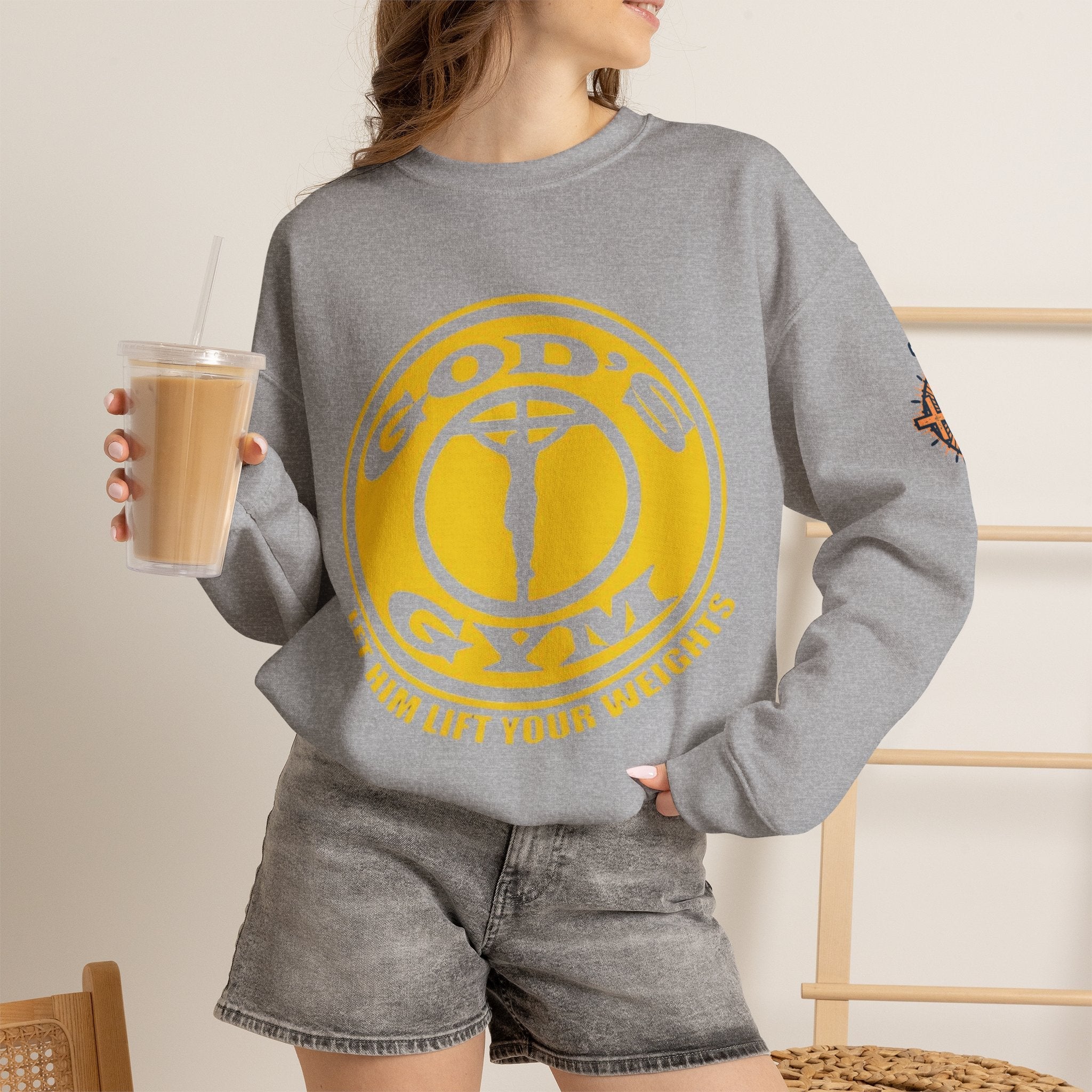 God's Gym Sweatshirt — "Let Him Lift Your Weights" Christian Fitness Sweatshirt Printify