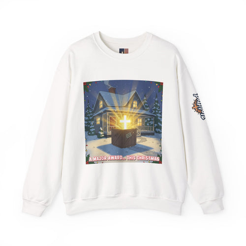 A Major Award This Christmas Sweatshirt – Fragile Leg Lamp Parody Cross Unboxing Christian Sweatshirt for Hilarious Faith & Holiday Glow Printify