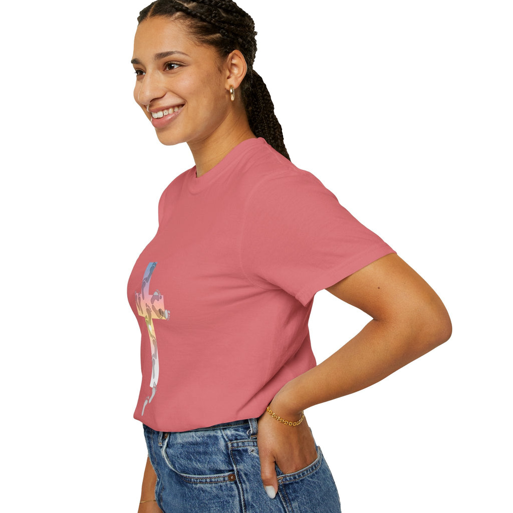 Walk by Faith T-Shirt – Cross & Footprints Christian Tee for Bold Believers Printify