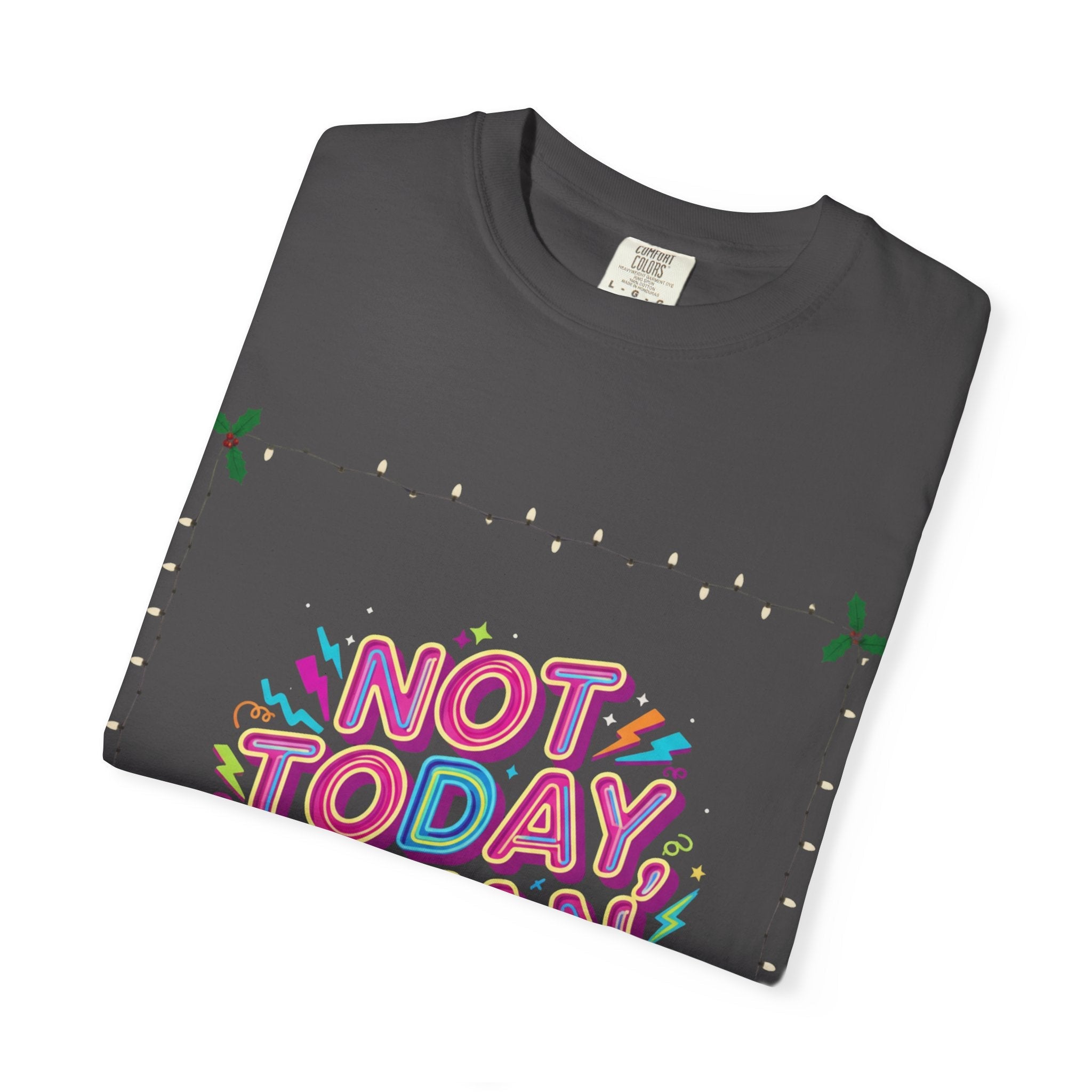 🔥 Not Today, Satan – Retro 90s Christian T-Shirt | Neon Faith Tee | Funky Cartoon Devil | Bold Bible Verse Shirt | Uplifted Gear Printify