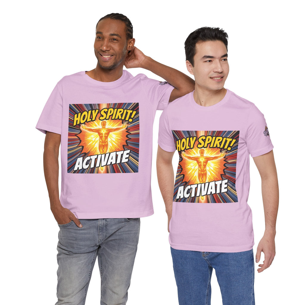 Holy Spirit Activate T-shirt – Superhero Christian T-shirt with Vibrant Power-Up Design for Faith-Fueled Boldness Printify