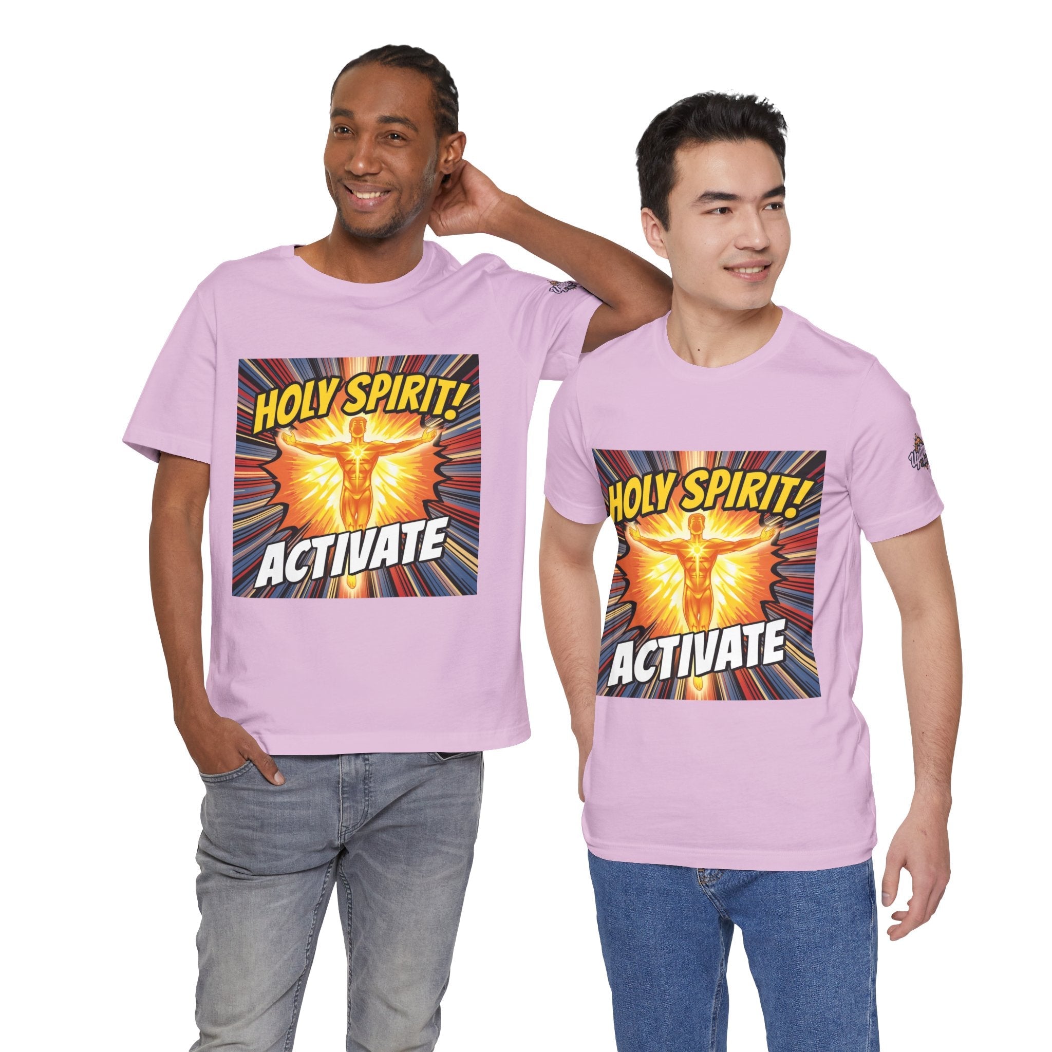 Holy Spirit Activate T-shirt – Superhero Christian T-shirt with Vibrant Power-Up Design for Faith-Fueled Boldness Printify