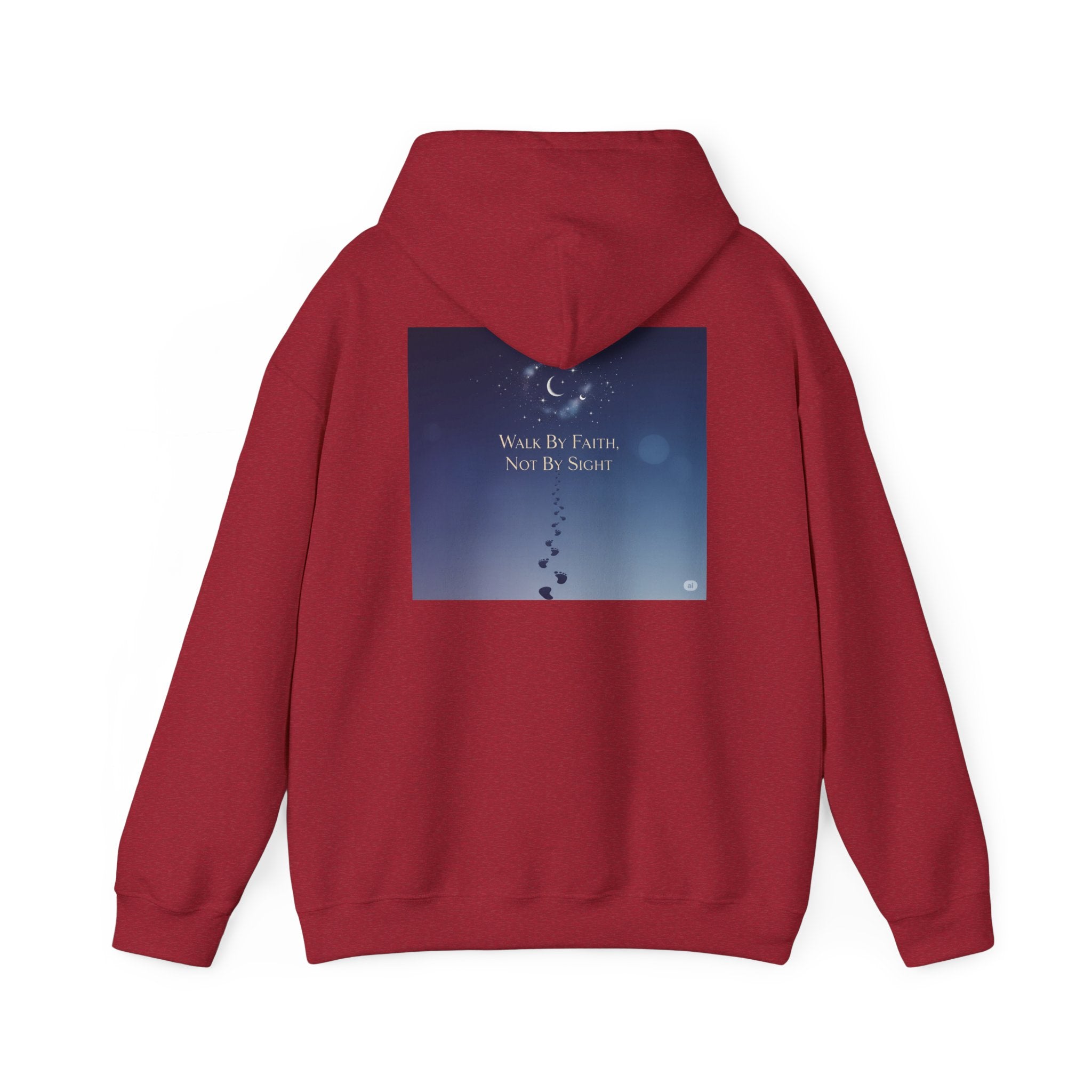 Walk by Faith, Not by Sight Hoodie – Moonlit Footprints Christian Hoodie for Cozy Nights Printify