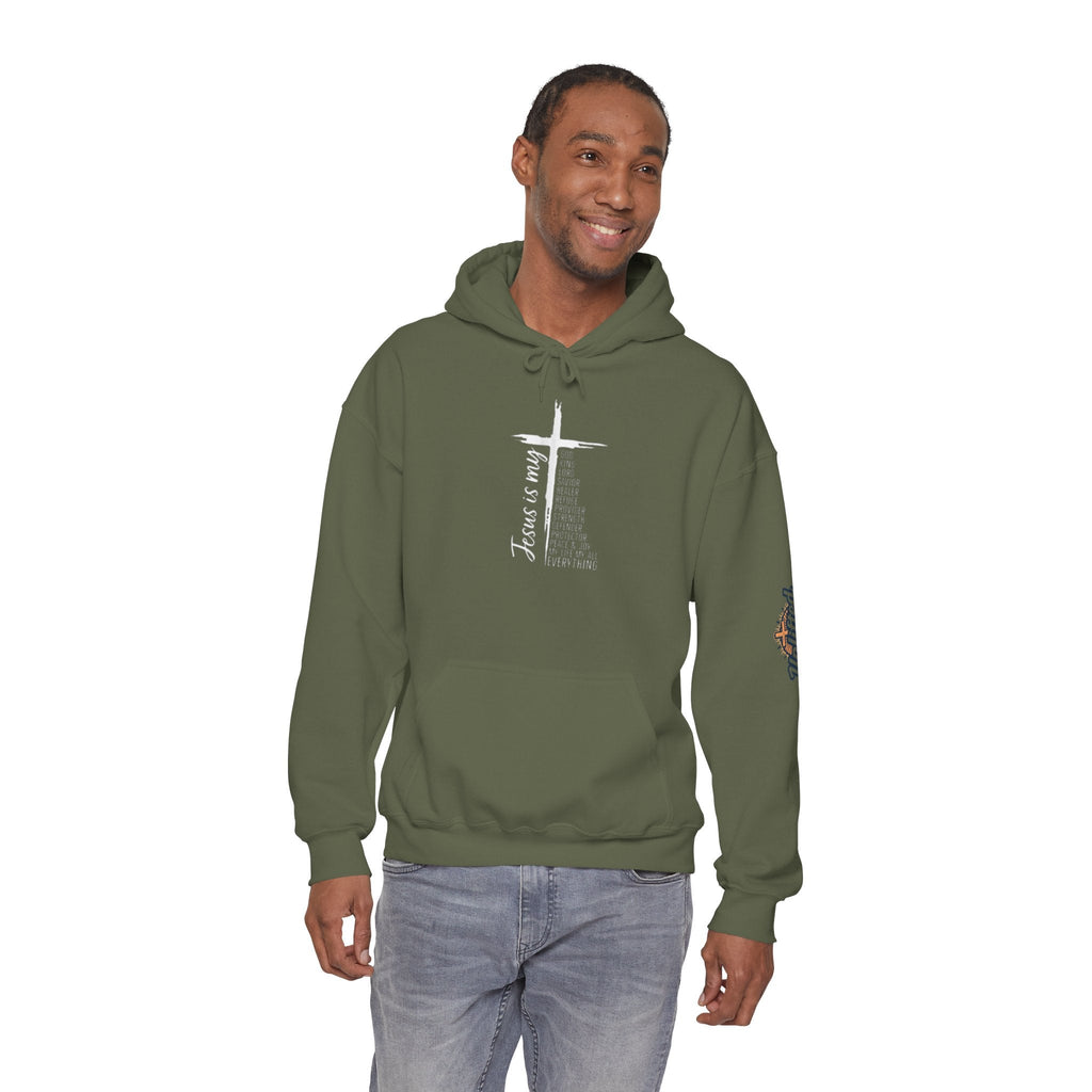 Jesus Is My Everything Hoodie – Cross List God King Lord Savior Christian Sweatshirt for Total Surrender Faith Printify