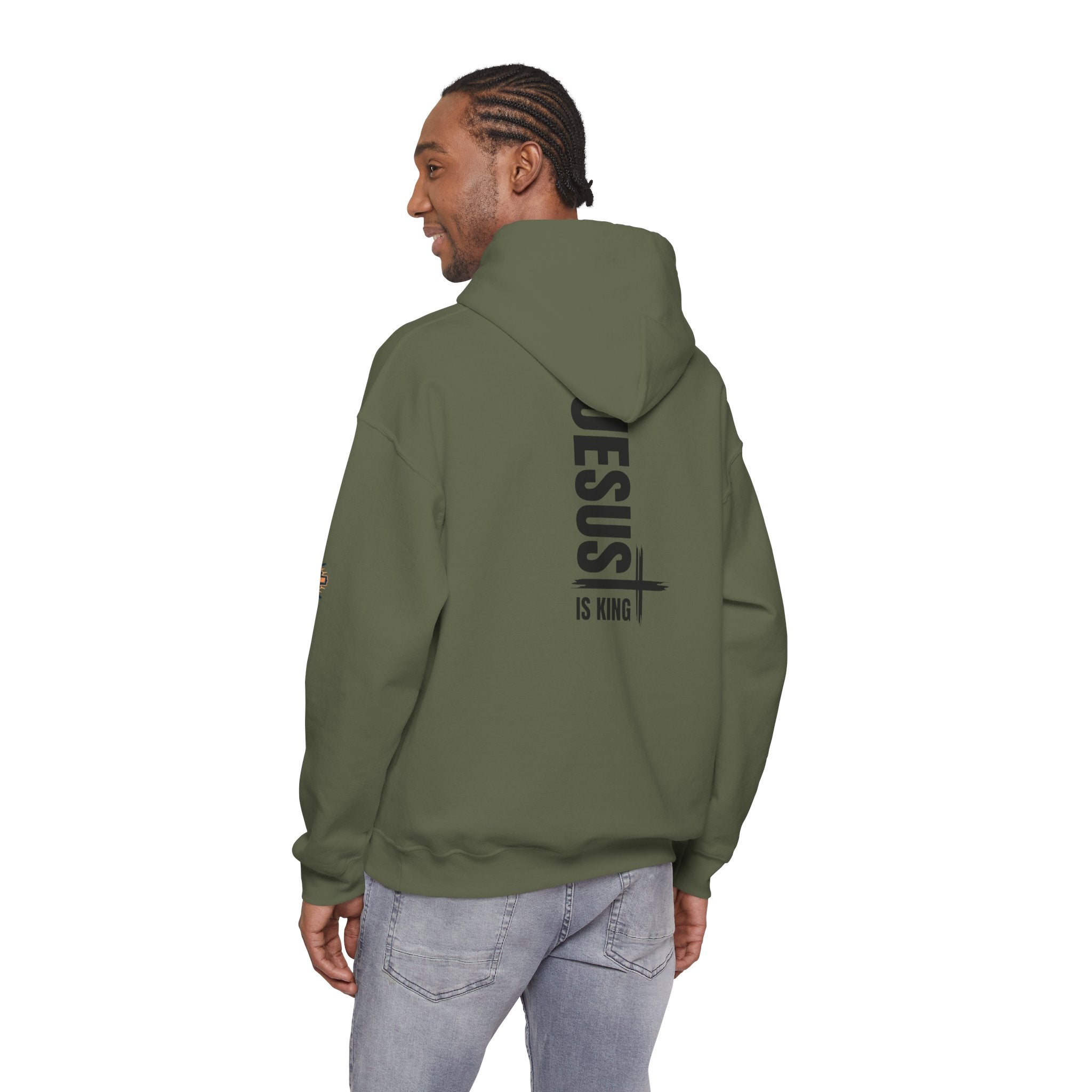 Jesus Is King Hoodie | Modern Typographic Cross Christian Hoodie Printify