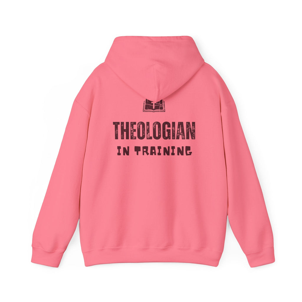 Theologian in Training Hoodie – Open Bible & Cross Christian Hoodie for Faithful Growth Printify