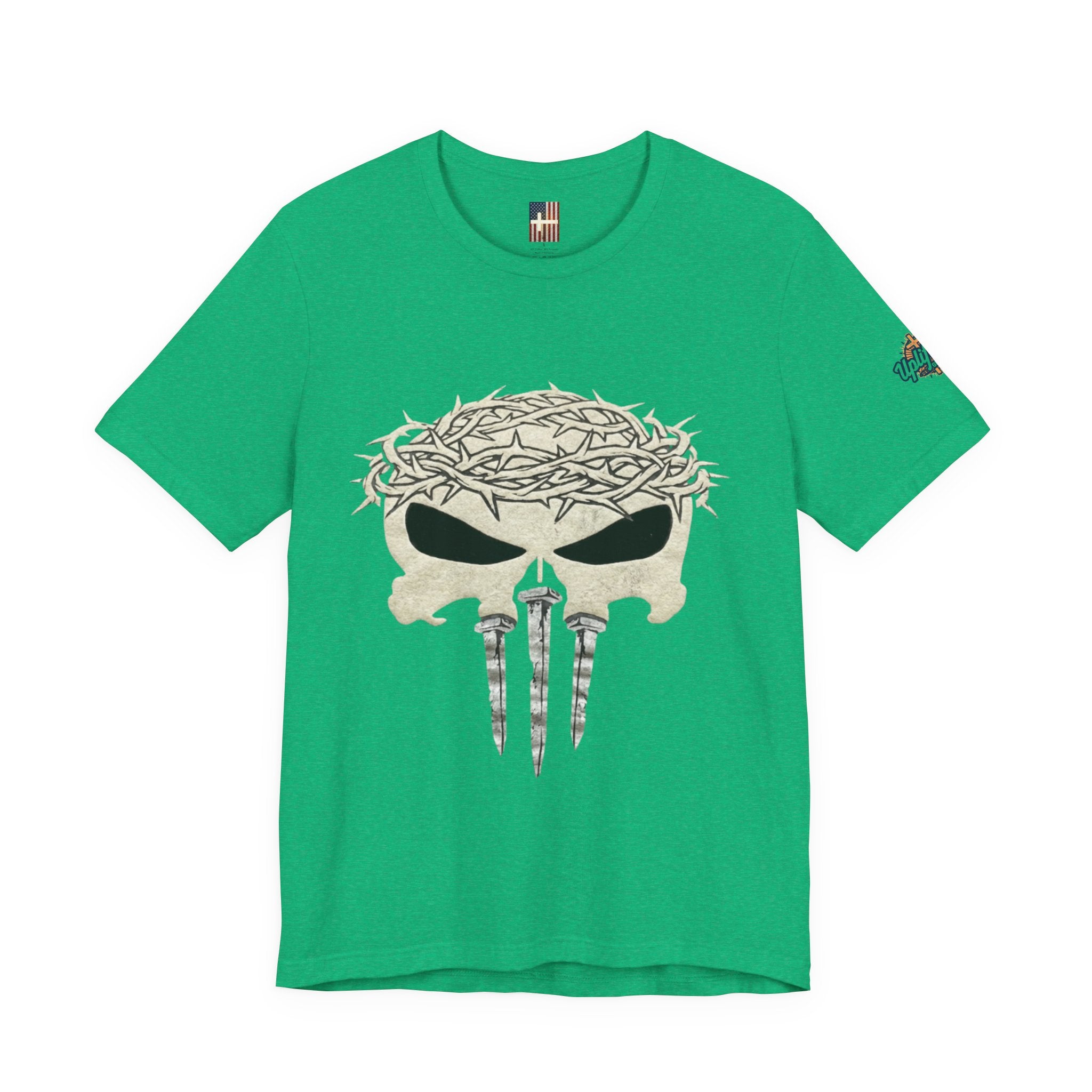 Christian Skull T-shirt - Crown of Thorns & Nails - Warrior Faith T-shirt Printify