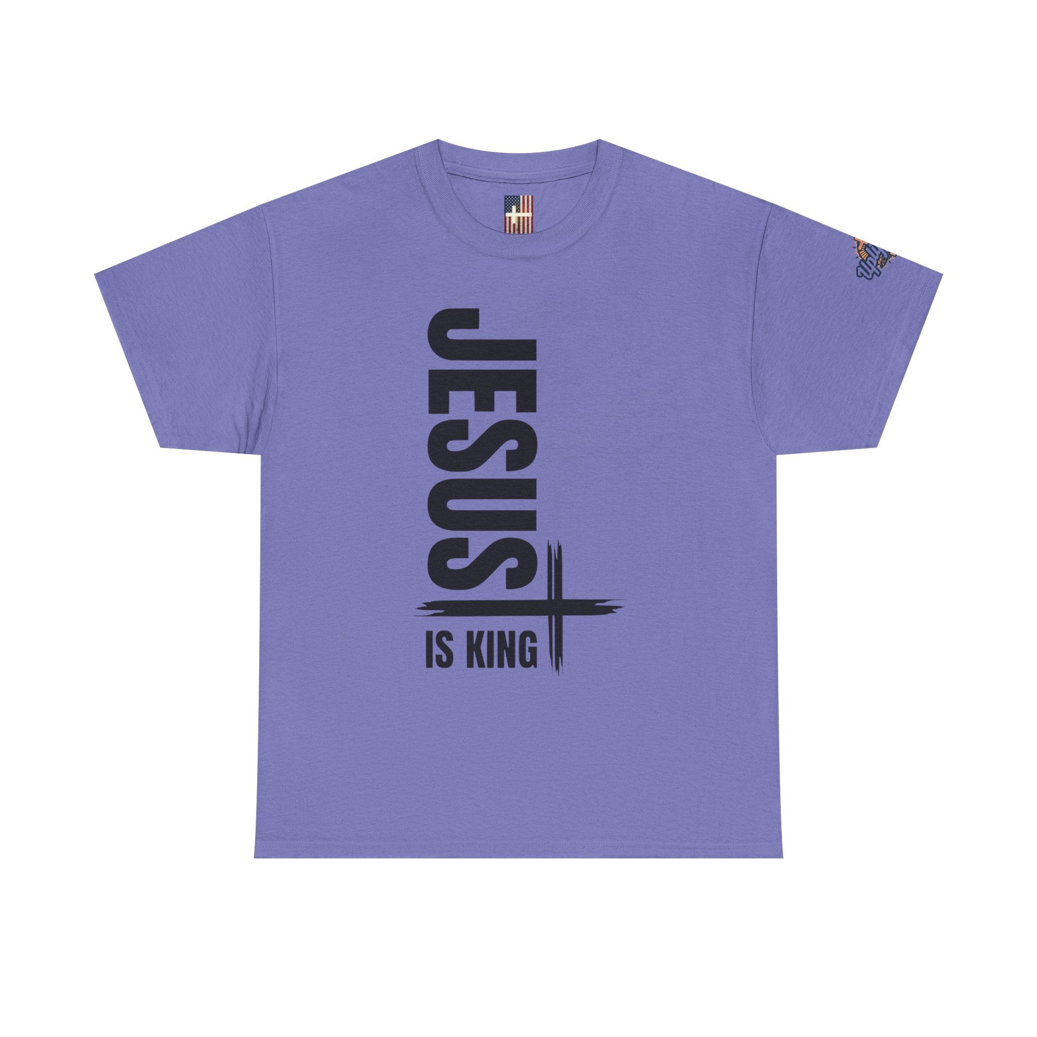 Jesus Is King T-shirt | Modern Typographic Cross Christian T-shirt Printify