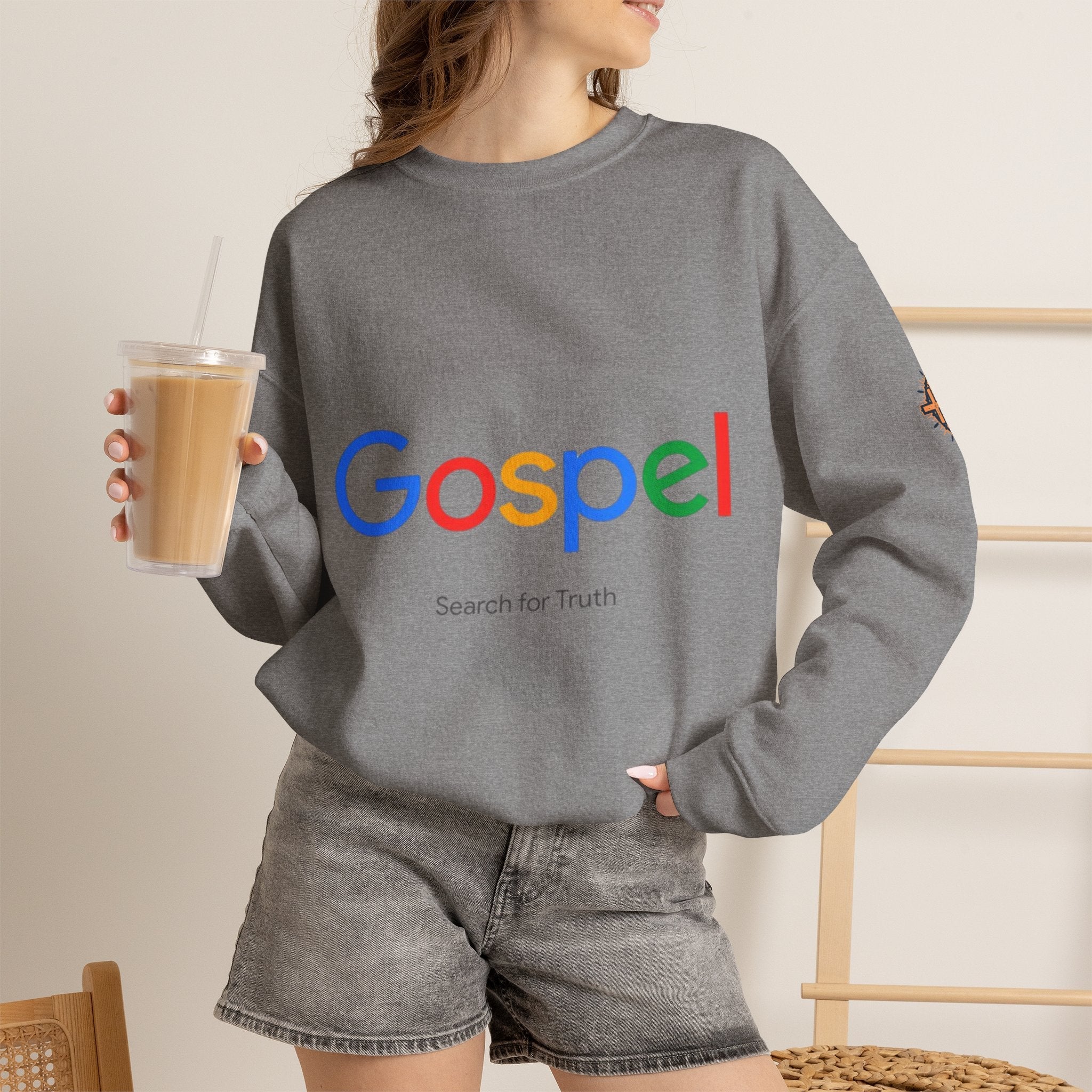 Gospel Graphic Sweatshirt — "Gospel" Colorful Logo Christian Sweatshirt Printify