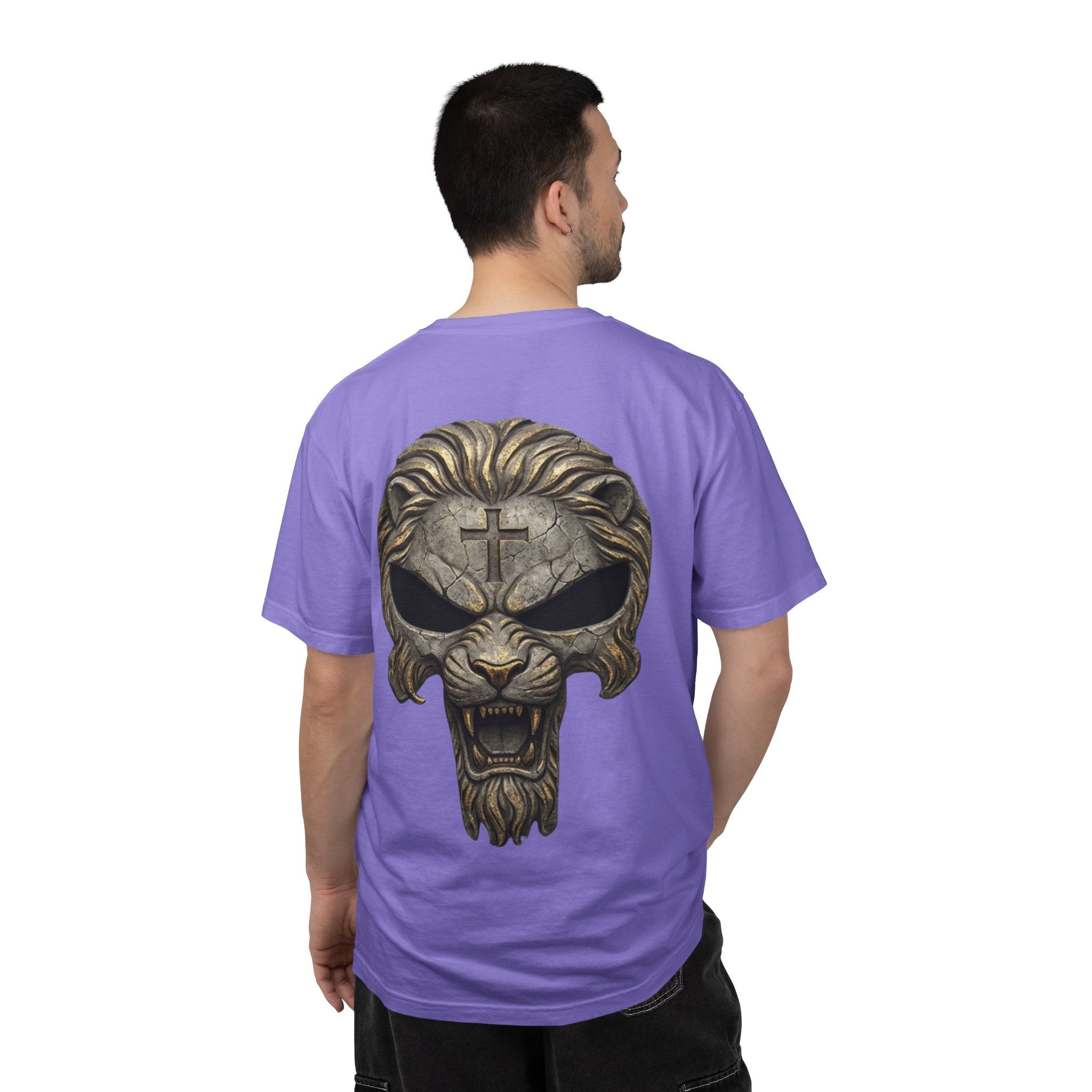 Lion of Judah Skull Christian T-shirt - Warrior Faith Cross T-shirt Printify
