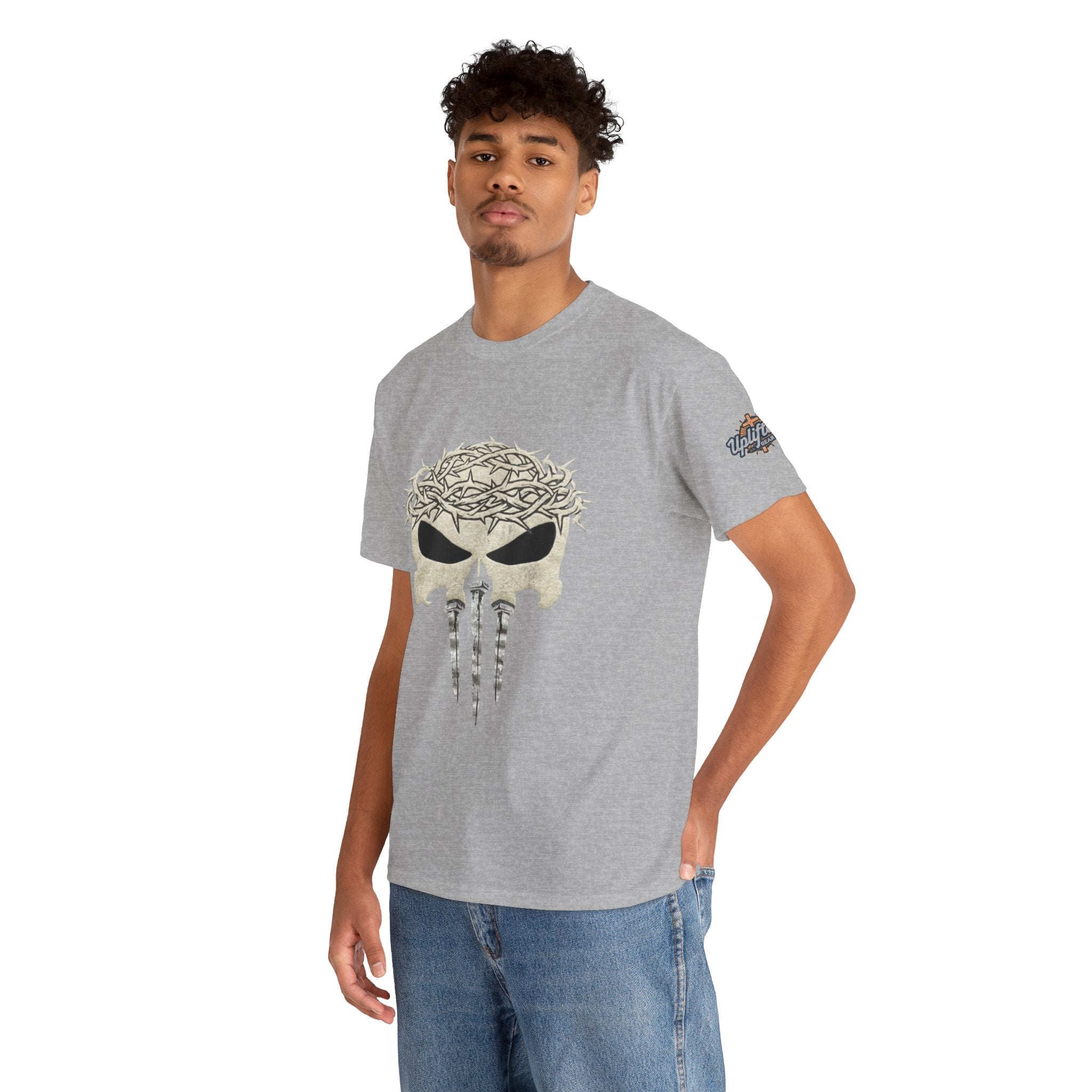 Christian Skull T-shirt - Crown of Thorns & Nails - Warrior Faith T-shirt Printify