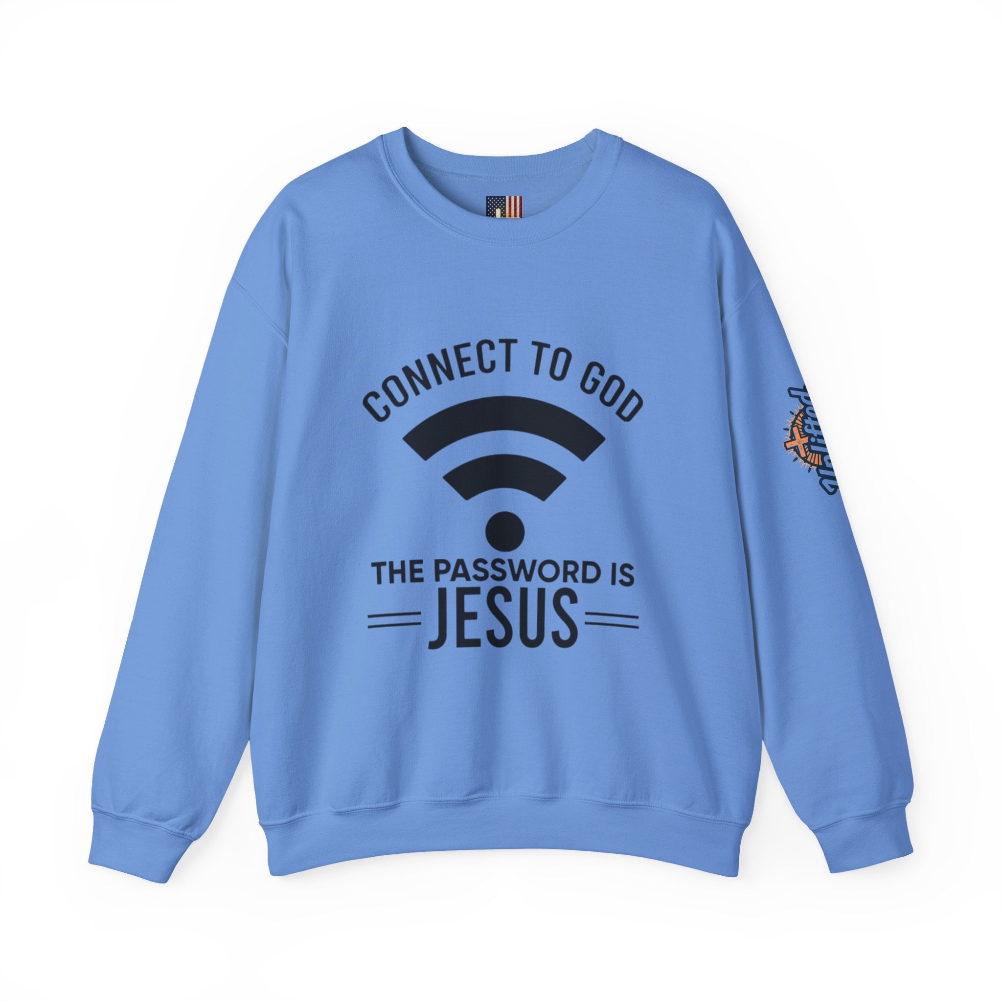 Connect to God Sweatshirt - WIFI Password is Jesus - Funny Christian Faith Sweatshirt Printify